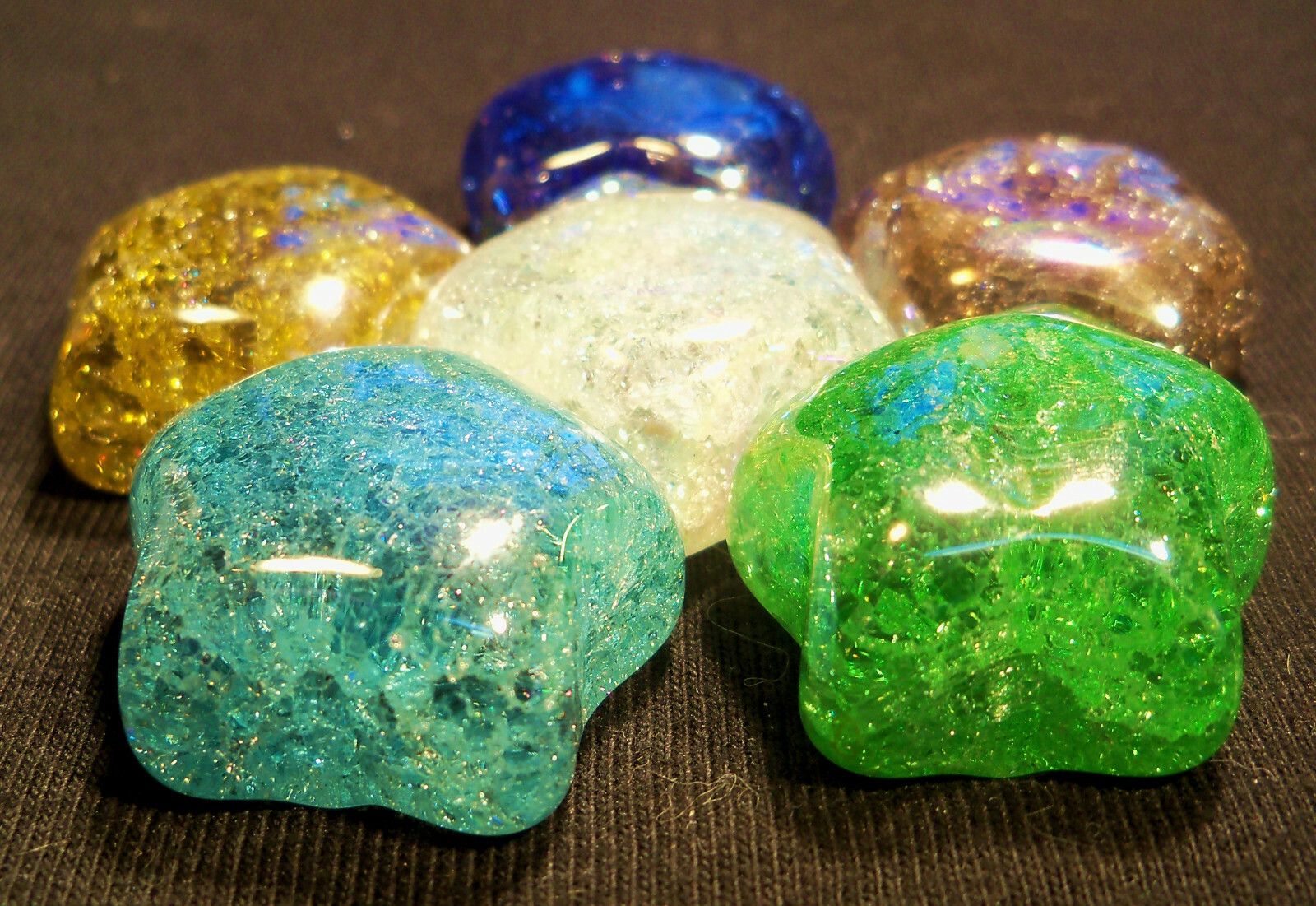 Big Colorful Crackle Glass Shooting Stars Pendant Mix 4 X 32mm 1.25″ New Marbles
