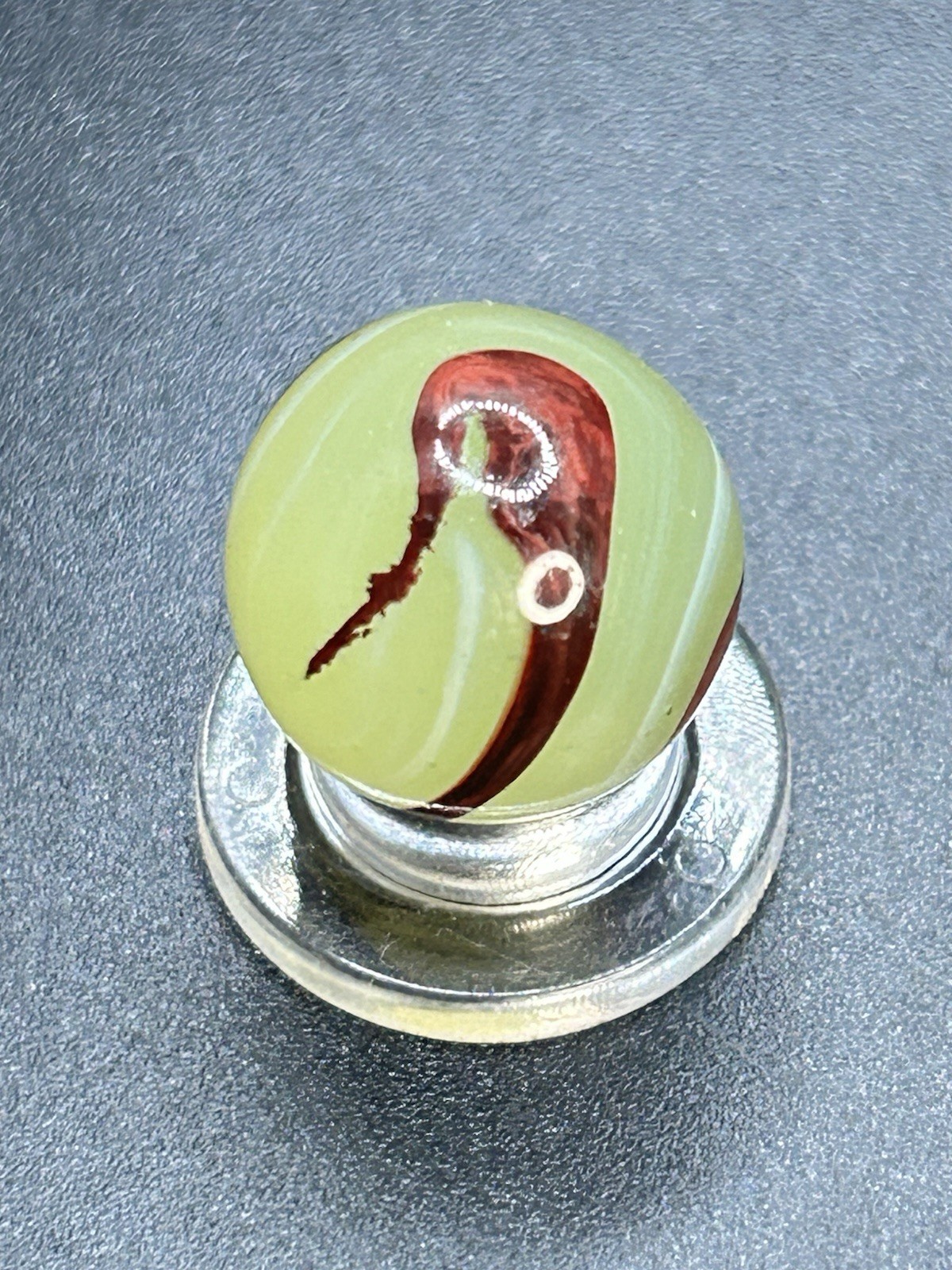 Vintage Akro Lemonade Oxblood Marble UV Lashes w/ Wide Oxblood Pattern 0.629”