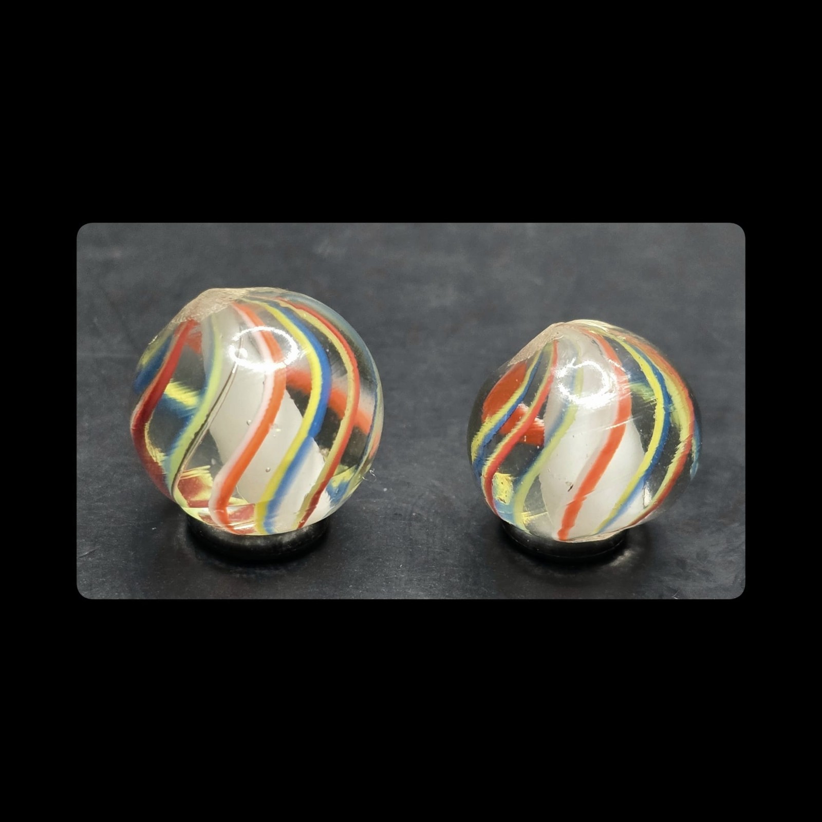 ~Mic’sMibs~ 23/32″ 2 English Style Same Cane Solid Core Swirls Mint 9.5 & M- 9.2