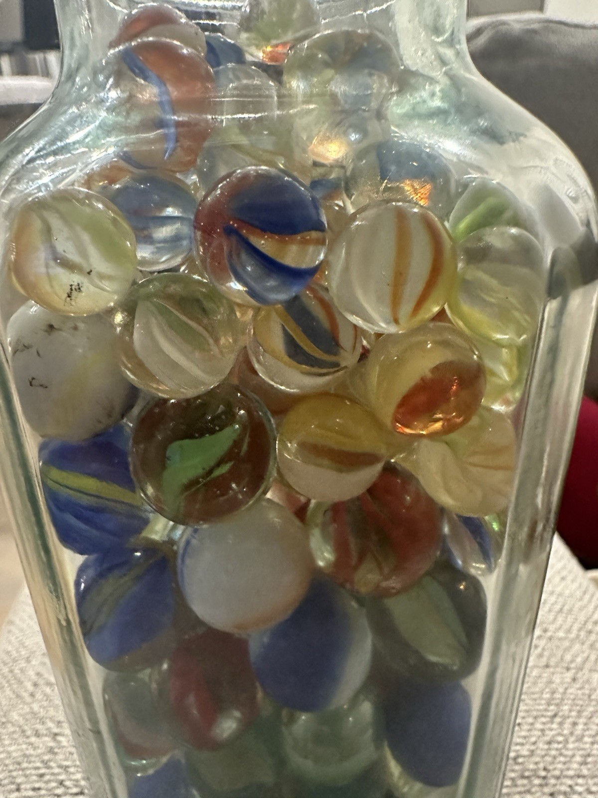 Vintage 60s Marbles Jar German /Mexican /Chinese And Pee Wee Marble Over 2lbs