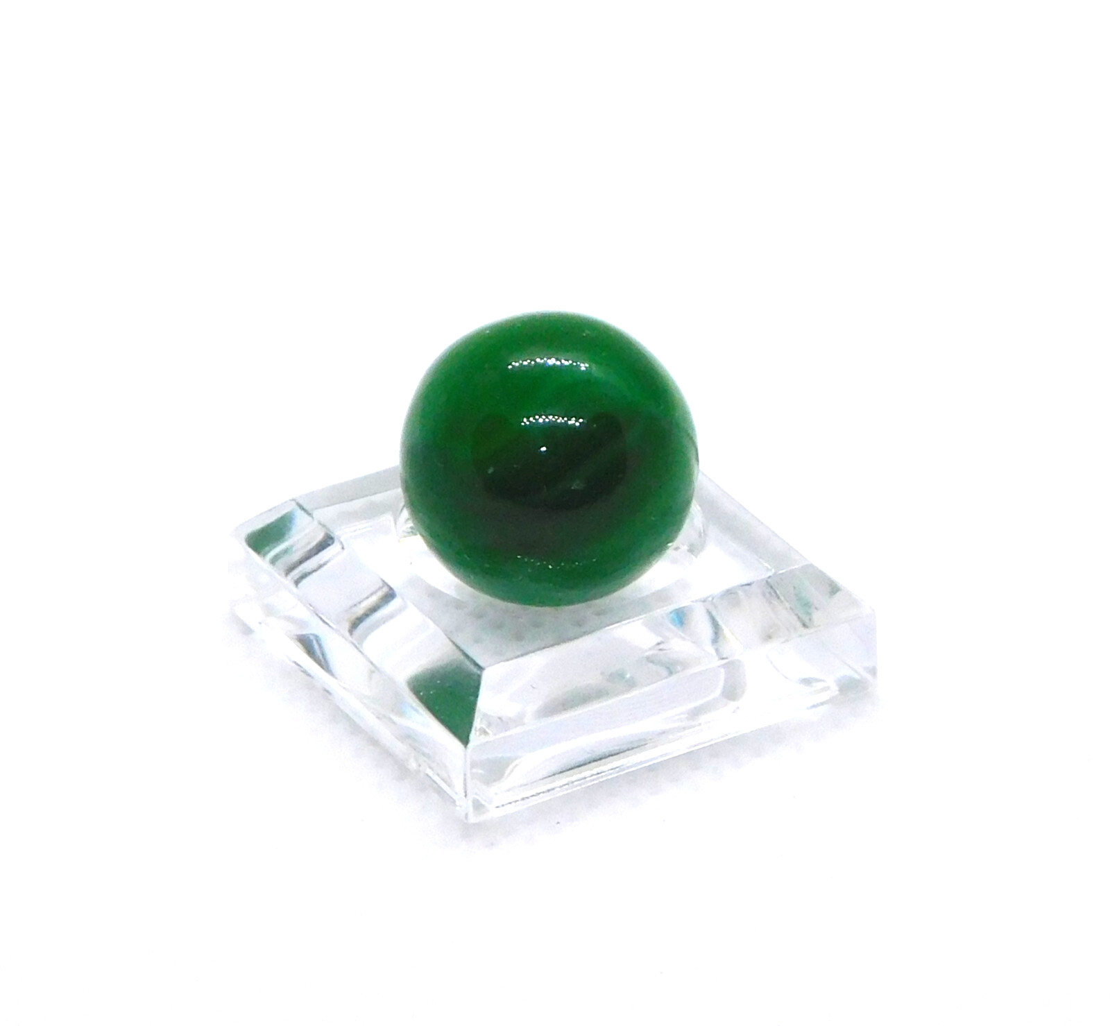 Vintage Glass Marble Small Green Opaque Swirl Melted Pontil Mint 0.55″ #0-116