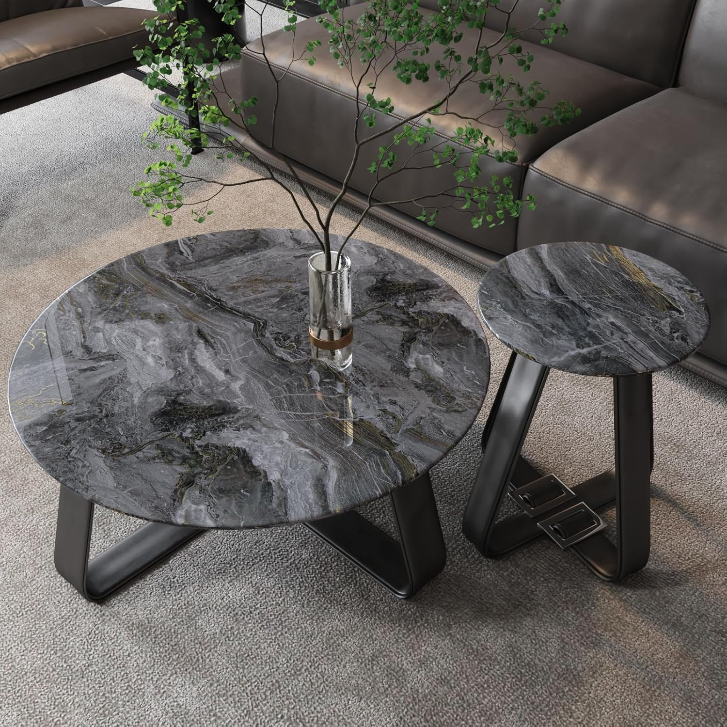 Dark Grey Gold Marble Contact Paper 12″x80″ Glossy Slate Marble Wallpaper Peel a