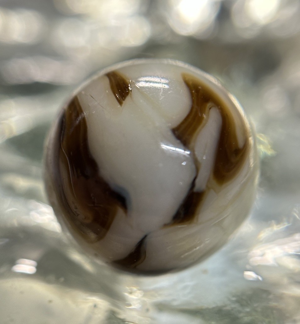 Vintage Alley Agate Pennsboro WV Swirl Marble .66” Mint Tan & Brown HTF Beauty