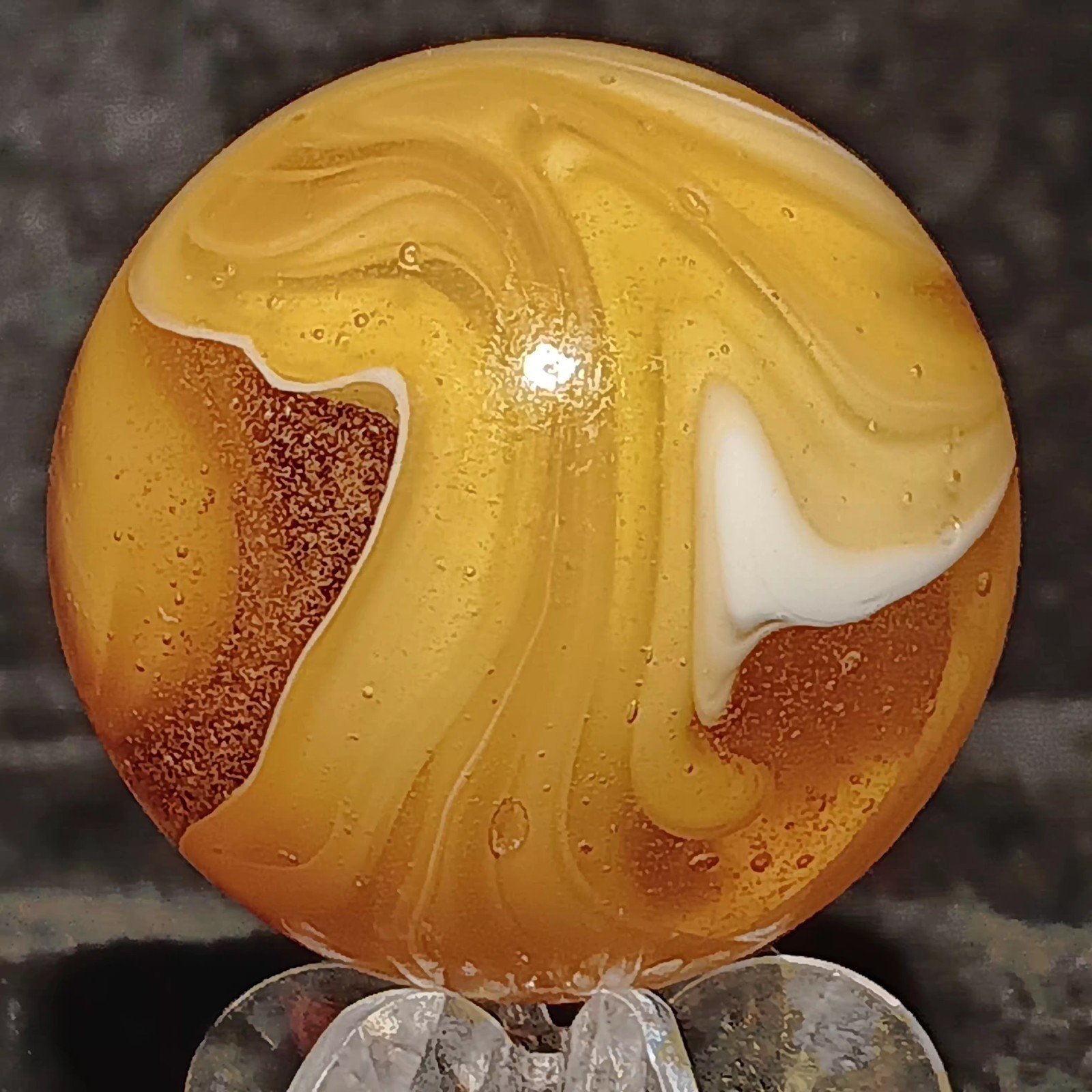 Xtra Large M.F. Christensen Slag Marble. 1.21″ Wet Mint. Htf Transitional. Wow