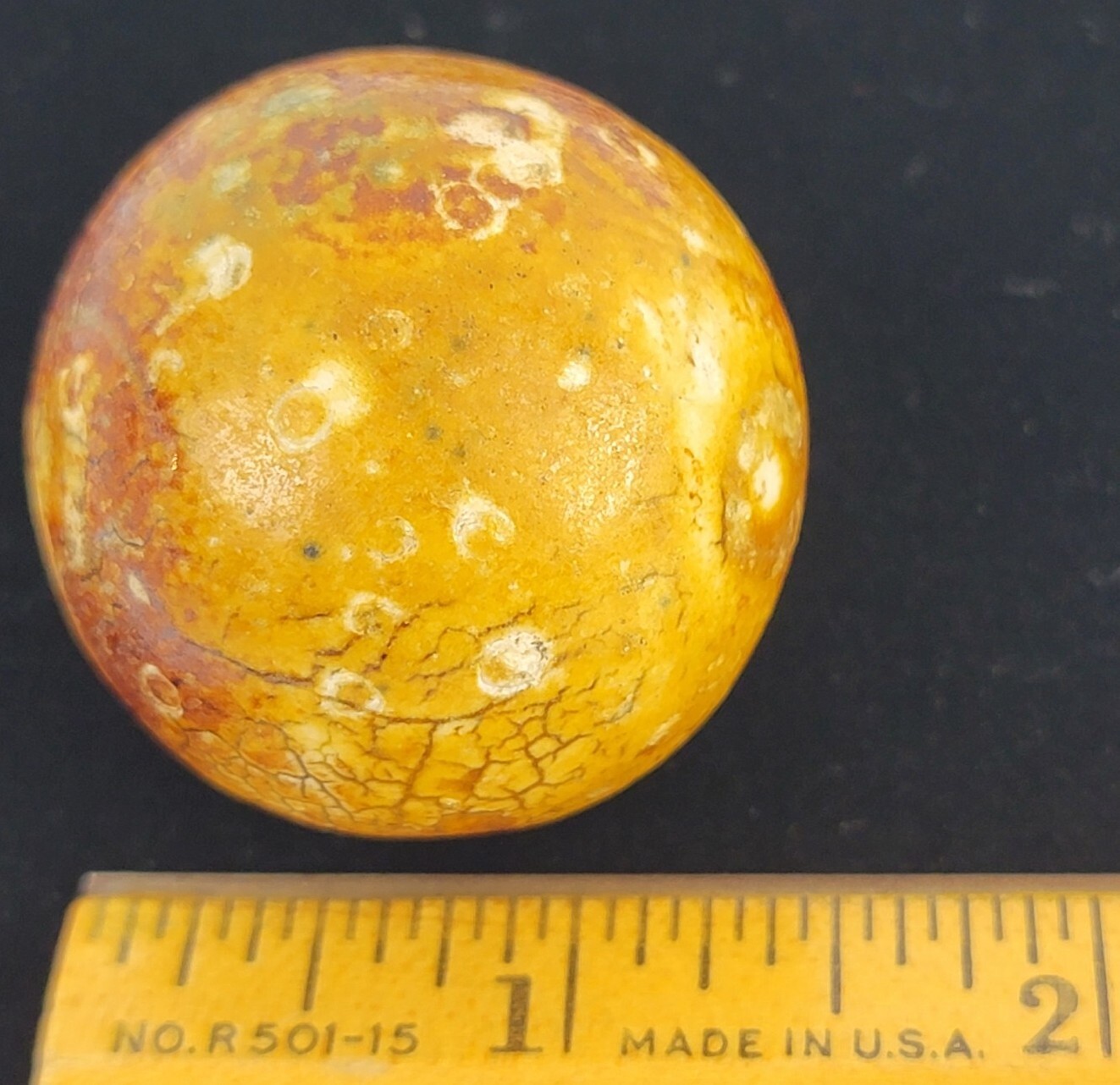 HUGE Antique Clay Stoneware Bennington Jumbo Shooter Marble 1.5 Inch