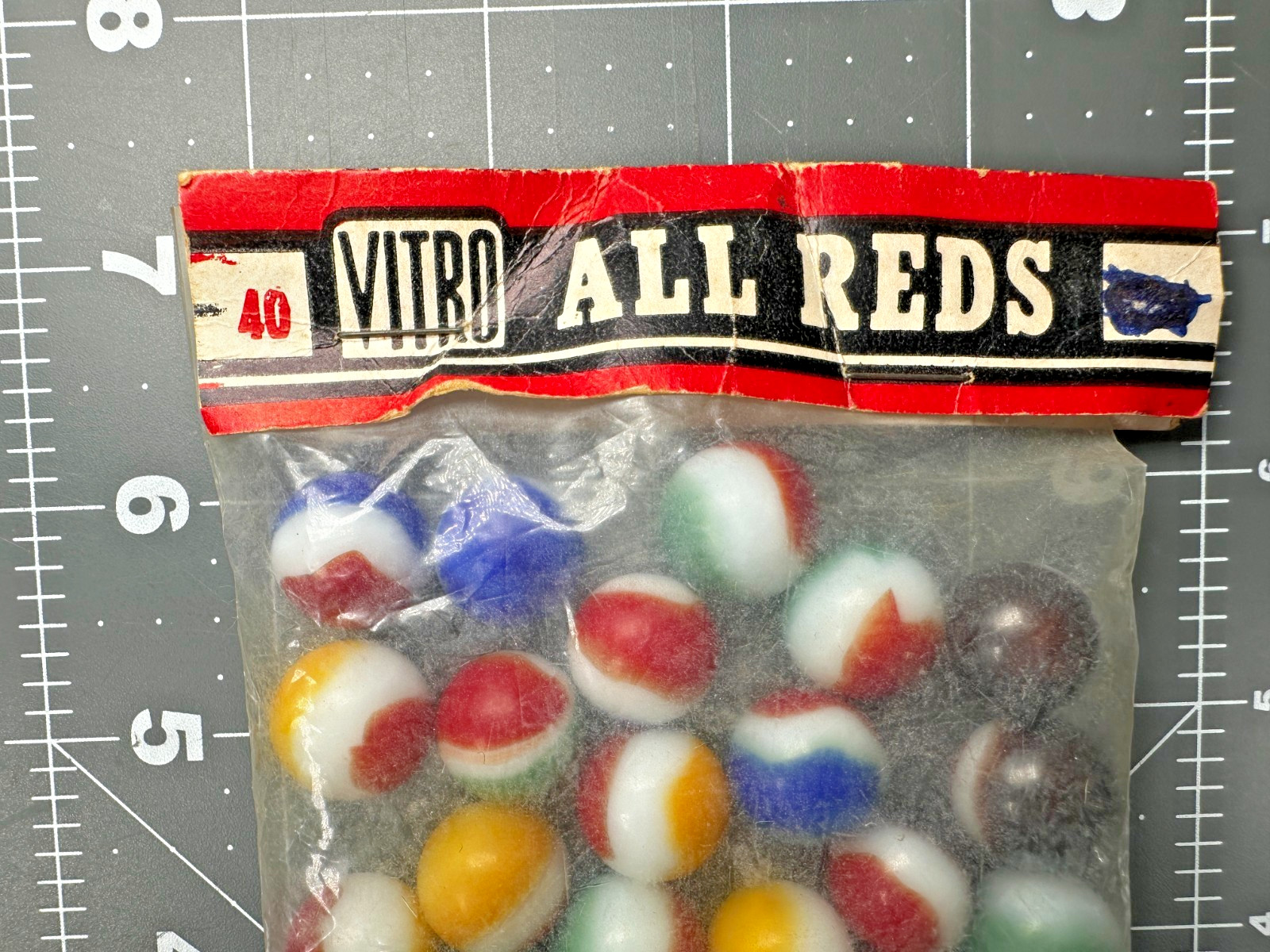☆ Vintage NOS VITRO AGATE Co. ALL REDS Marbles Five Star Original Package ☆1712