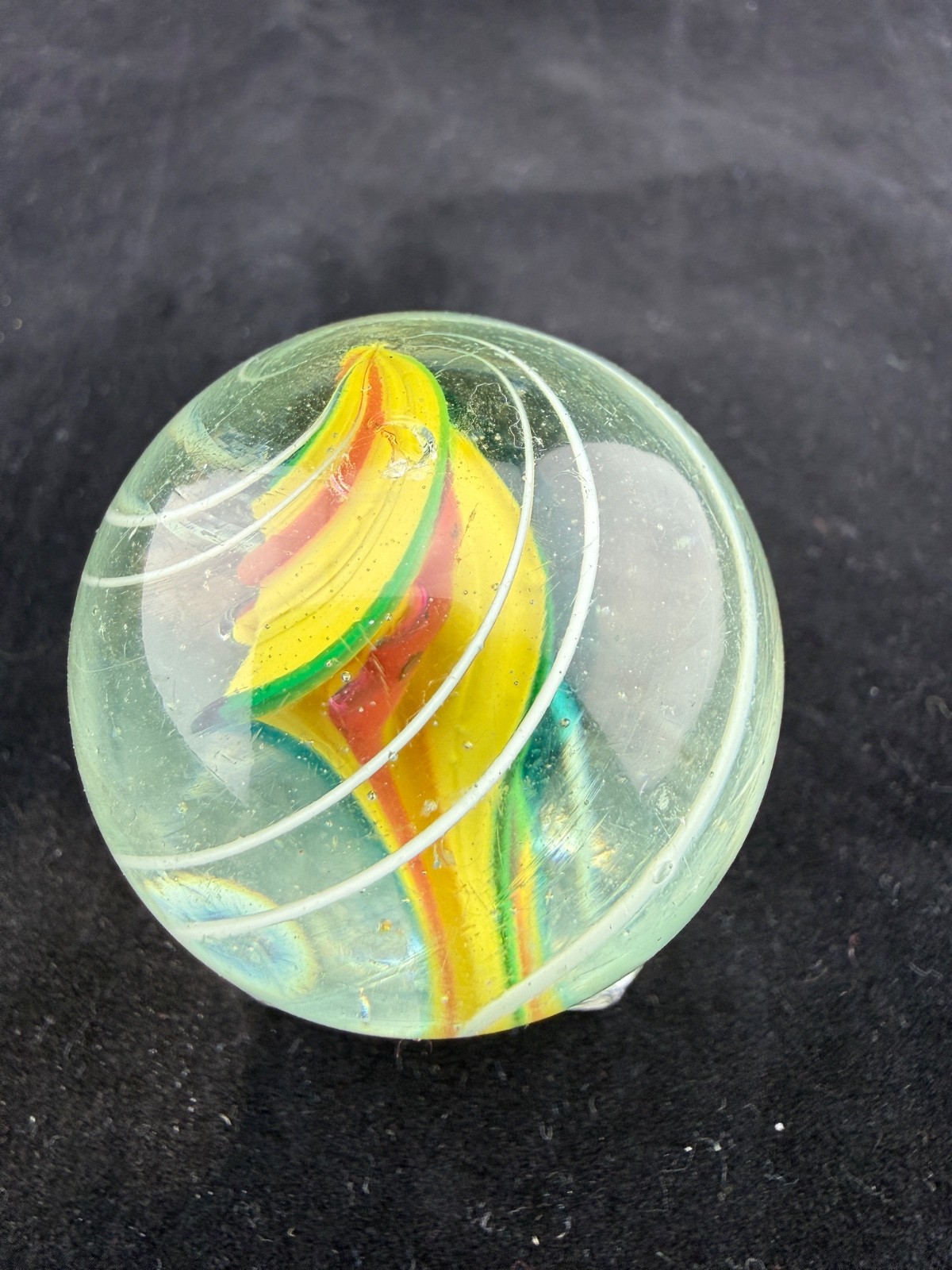 Large 1.72 In Vintage German Handmade Solid Core Swirl Marble *Near Mint*