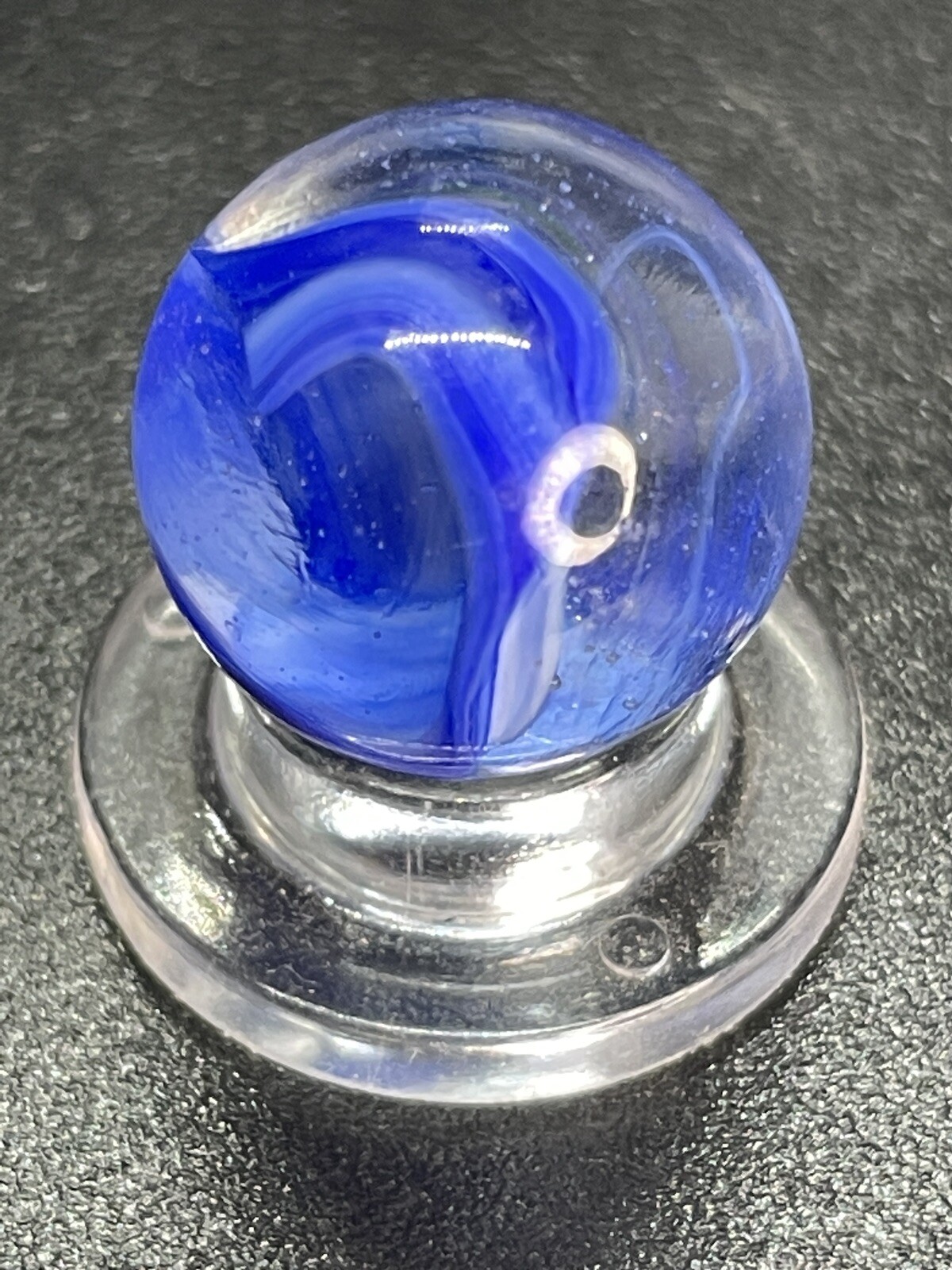 Blue Clear Base Snake Style Swirl Wirepull Alley Or Other Vintage Marbles 0.591”