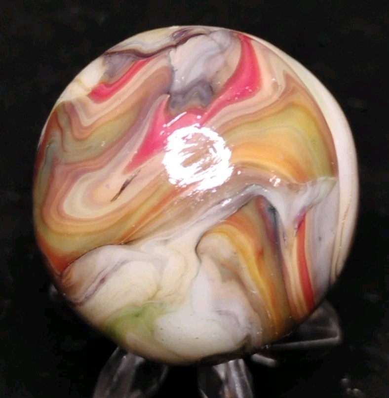 1.02″ UNIQUE JABO/D.A.S. MARBLES W/ GOLD LUTZ ROAD💥SWIRL TOYS NM+