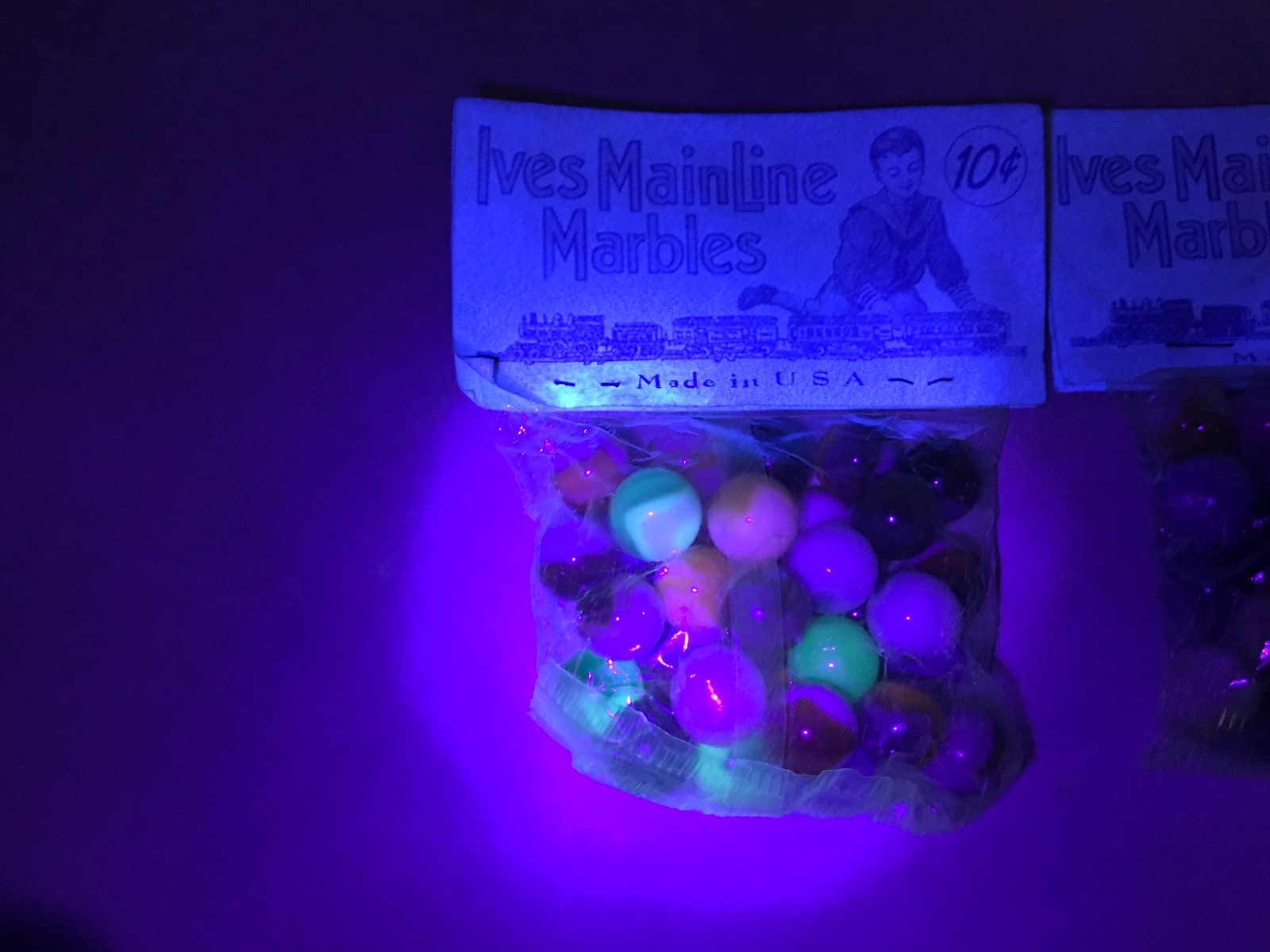 2 Ives Mainline Marbles NOS Bag Toy Glass Lot Original Wrap ZA13 Reactive Glow