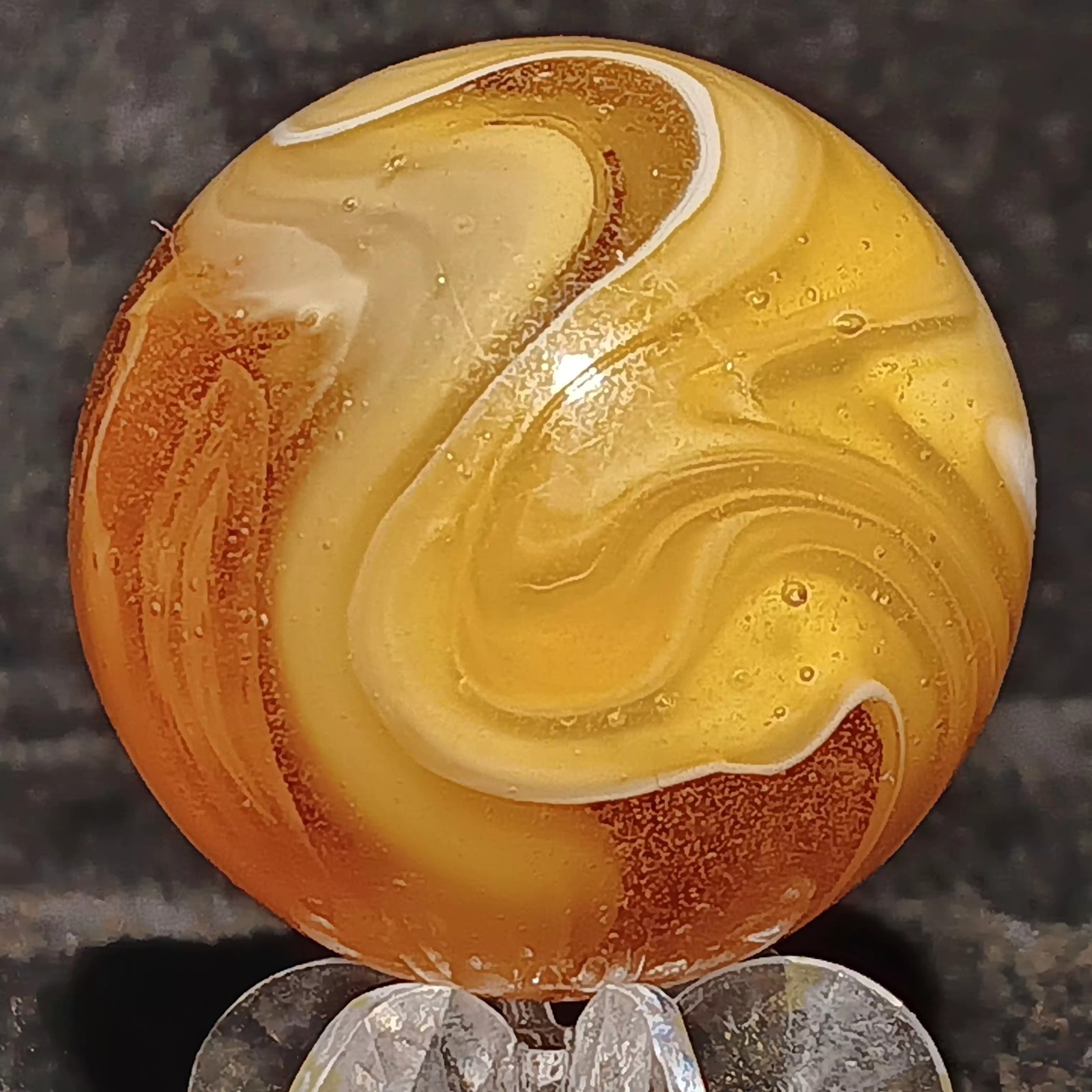 Xtra Large M.F. Christensen Slag Marble. 1.21″ Wet Mint. Htf Transitional. Wow