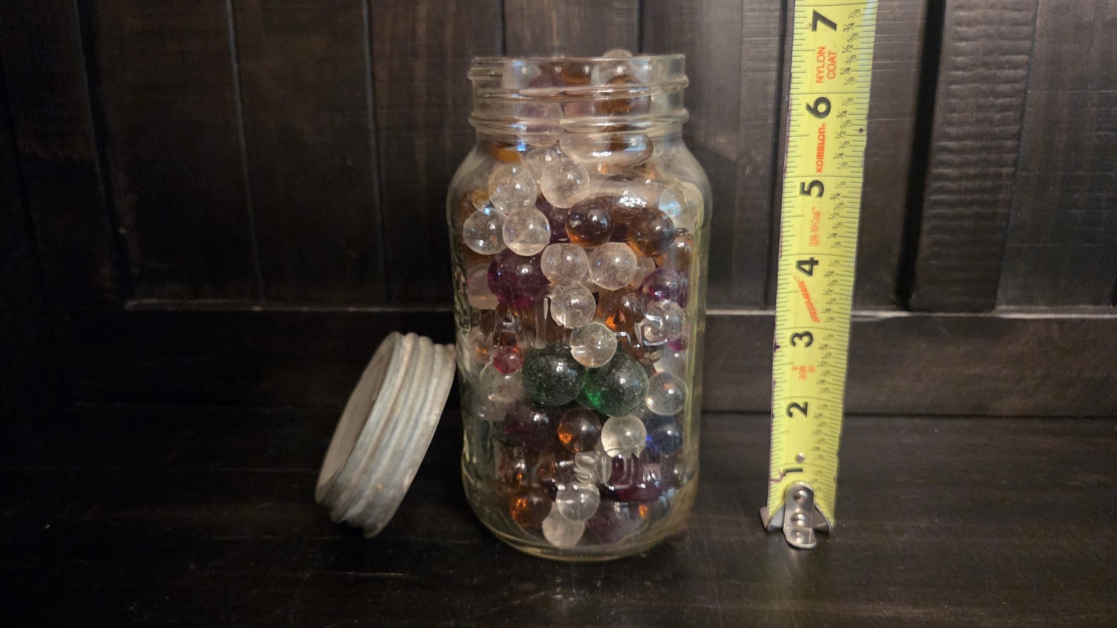 2 lbs Of Vintage Marbles In Atlas Jar Mixed Size & Color