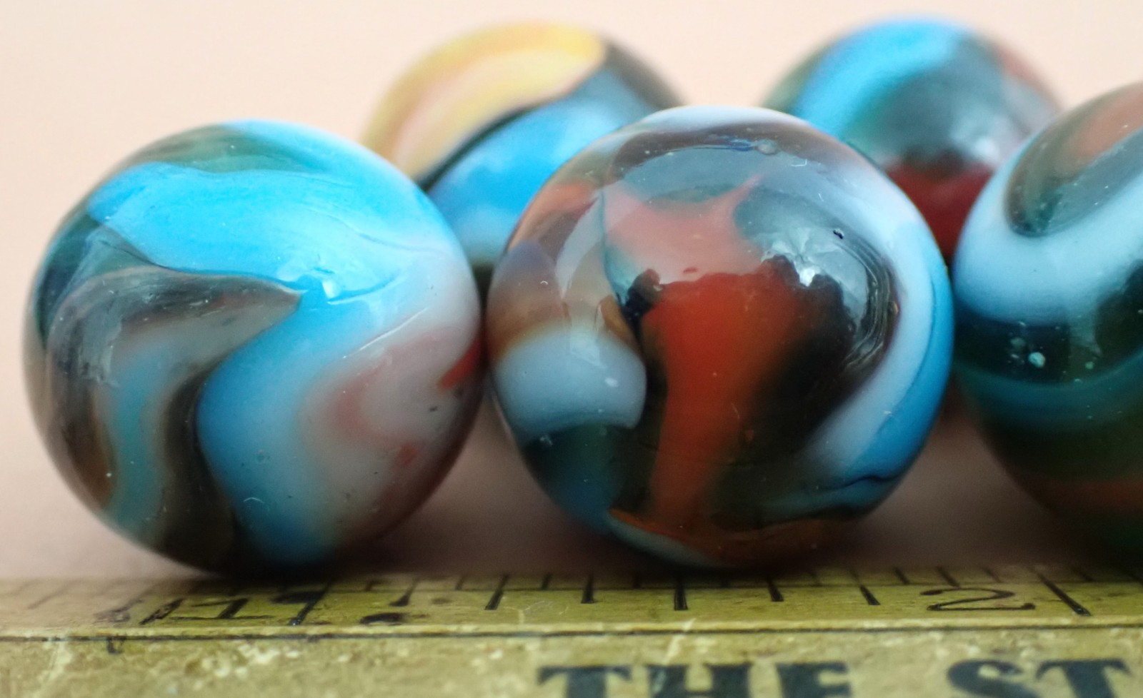 Group of 8 Vintage Peltier Glass MCS Marbles Estate Find Multi-Colored Swirls #6