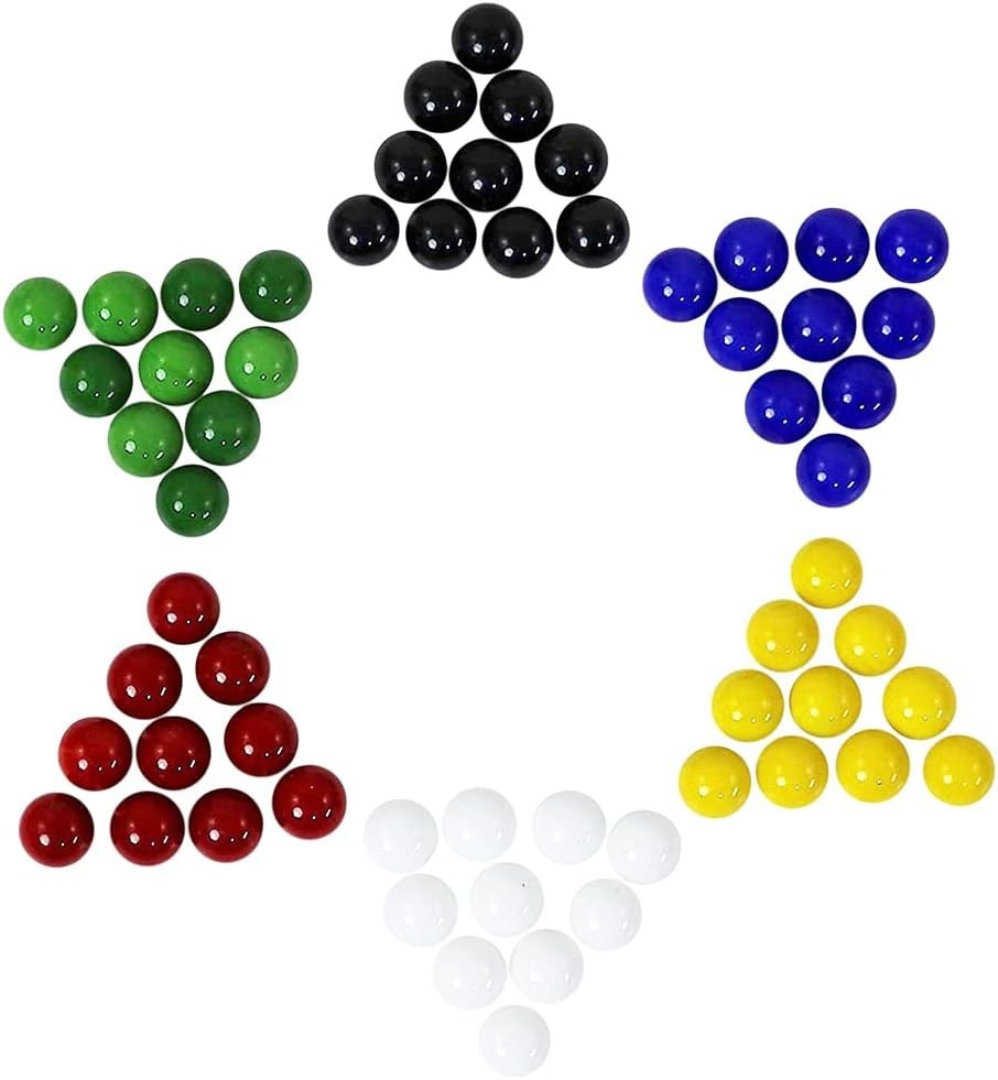 60PCS 14mm Glass Marbles, Solid Color for Chinese Checkers & Crafts