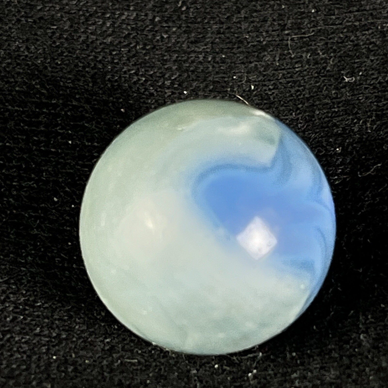 Vintage Akro Agate Peltier Art Swirl Glass Marble .60” Clear Blue White