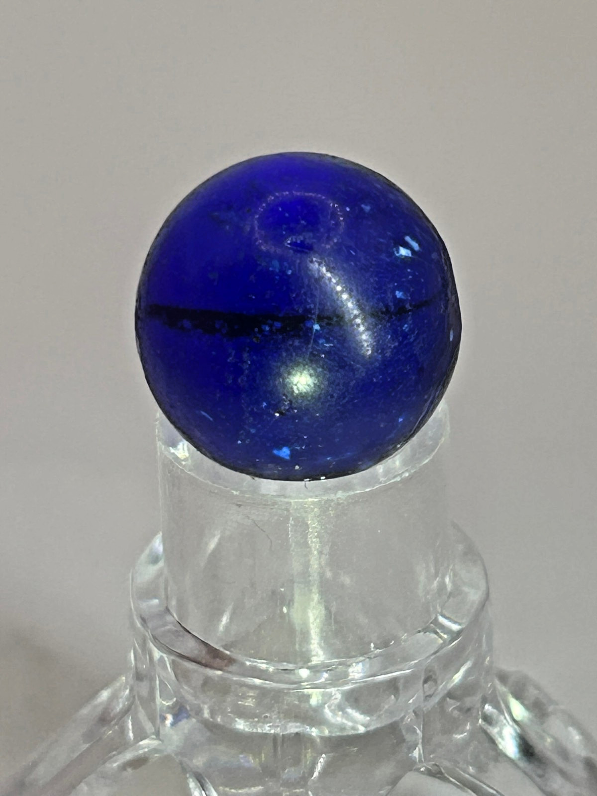 Antique German Handmade Blue Mica w/Filament Marble 83/128″ Mint m38