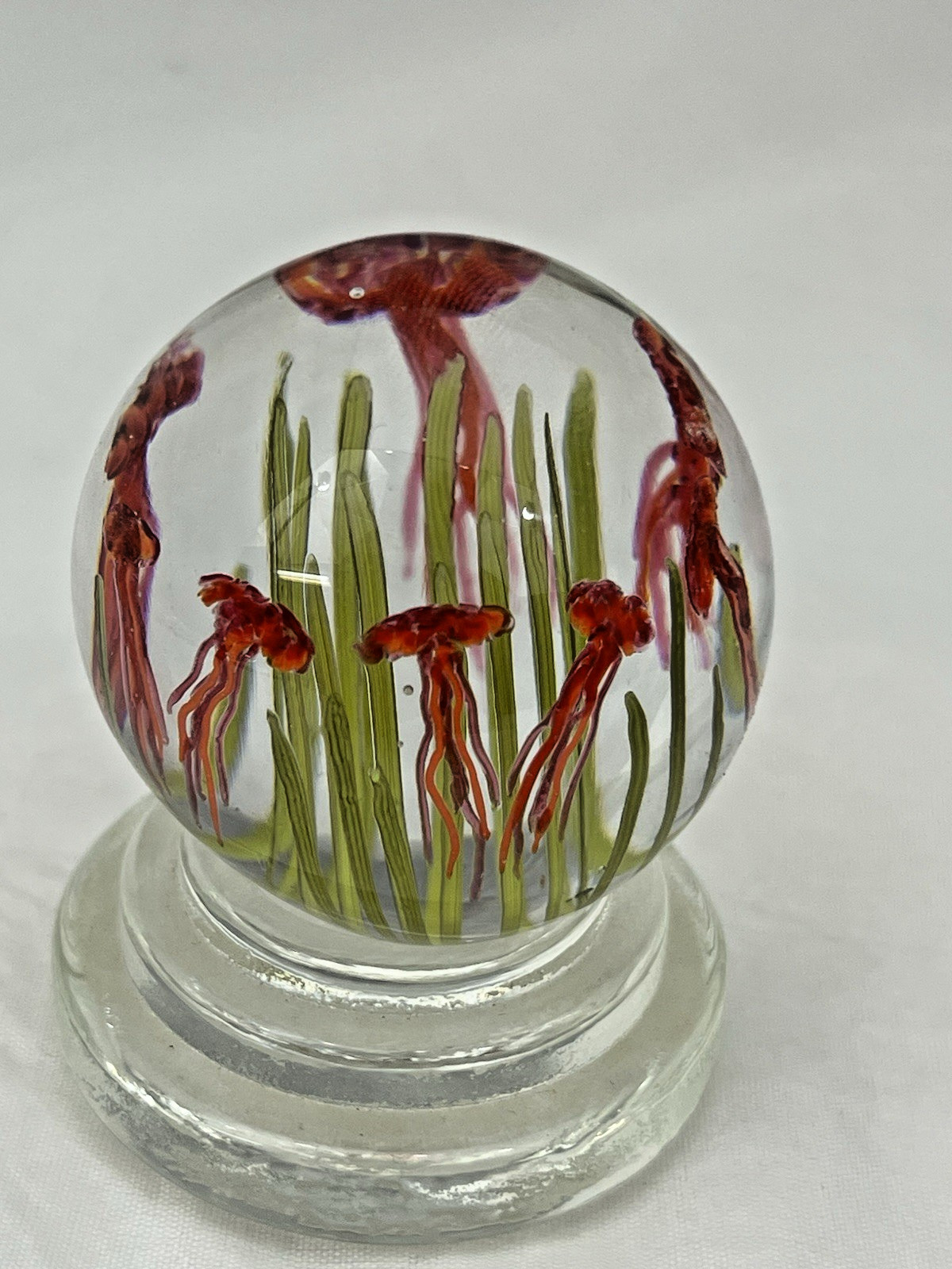 John Gilvey Art Glass Marble with Jellyfish