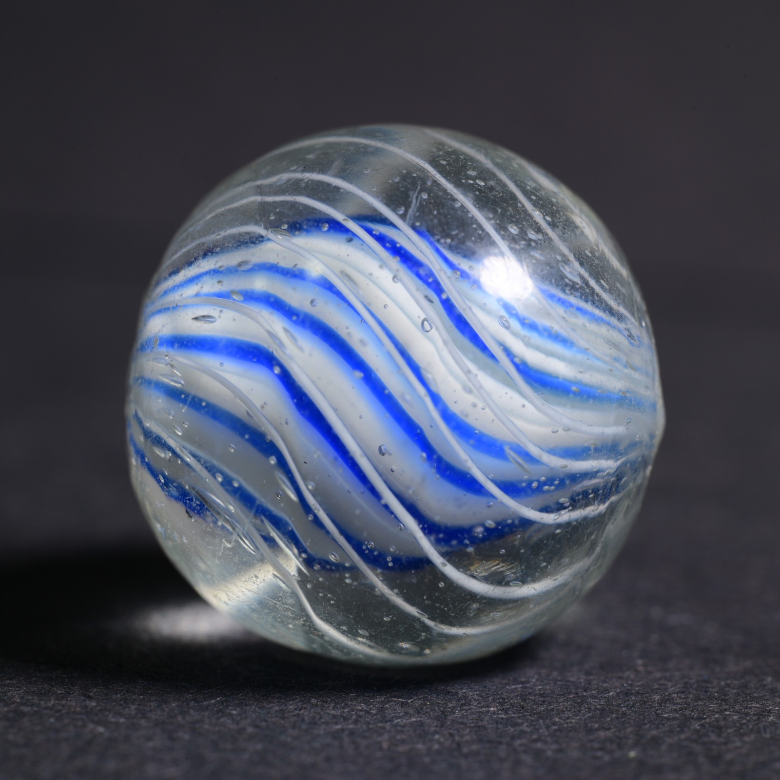 Candy Cane Solid Core German Handmade Antique Marble Caged Cobalt 17.9mm 11/16”