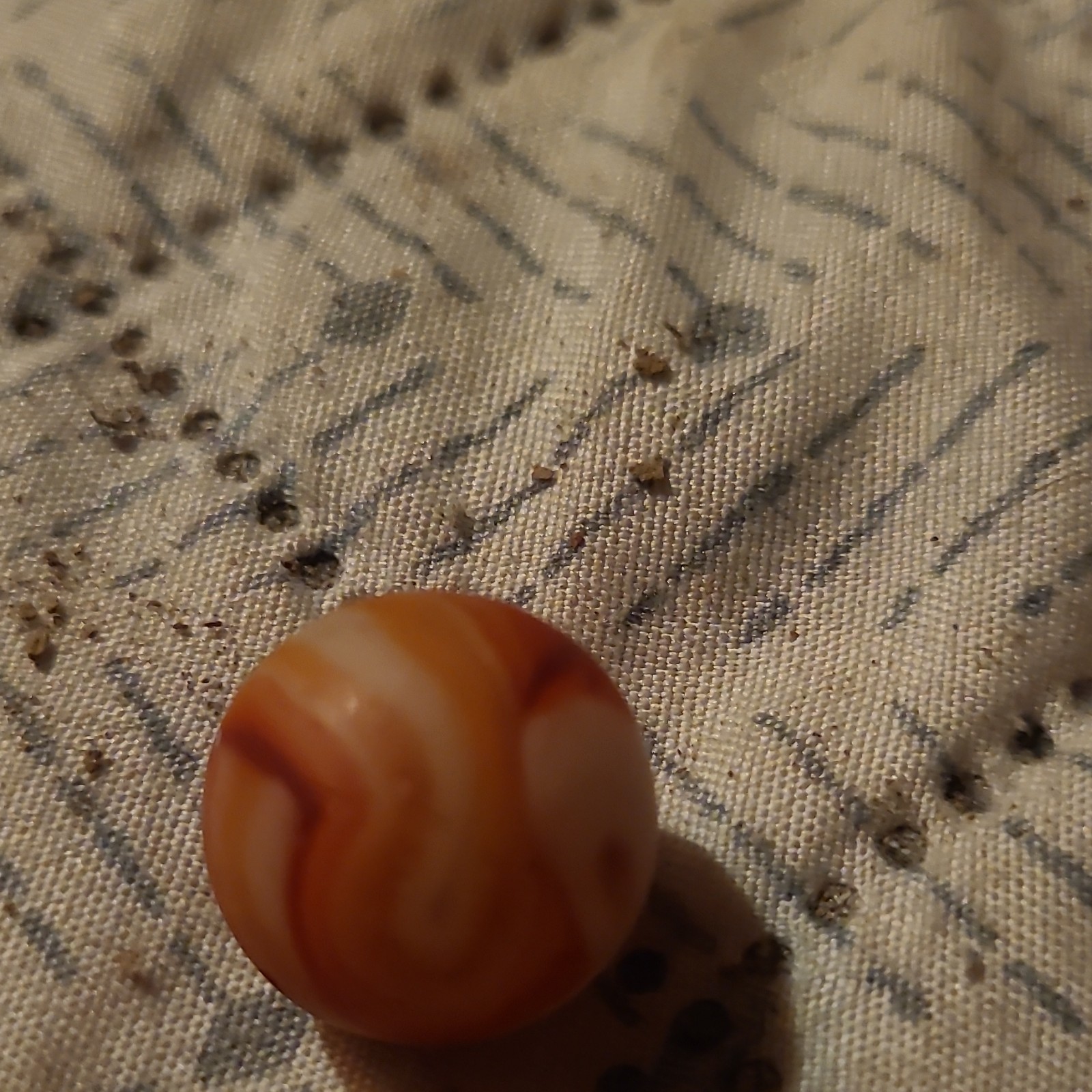 Orange & White Swirl Glass Toy Marble, Machine Made, Swirl Style, Ages 4+