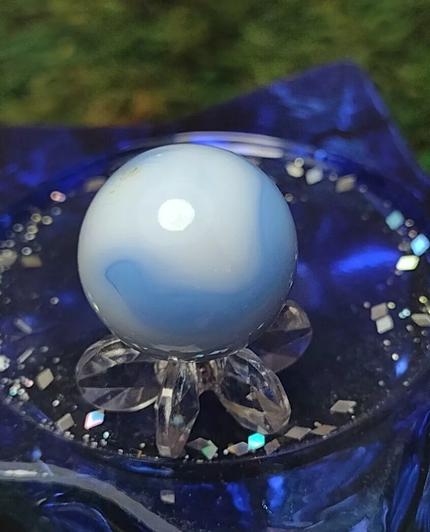 Lovely☁️ ROBIN BLUE Glass Alley or WV Style Swirl MYSTERY Vintage Marbles .61″