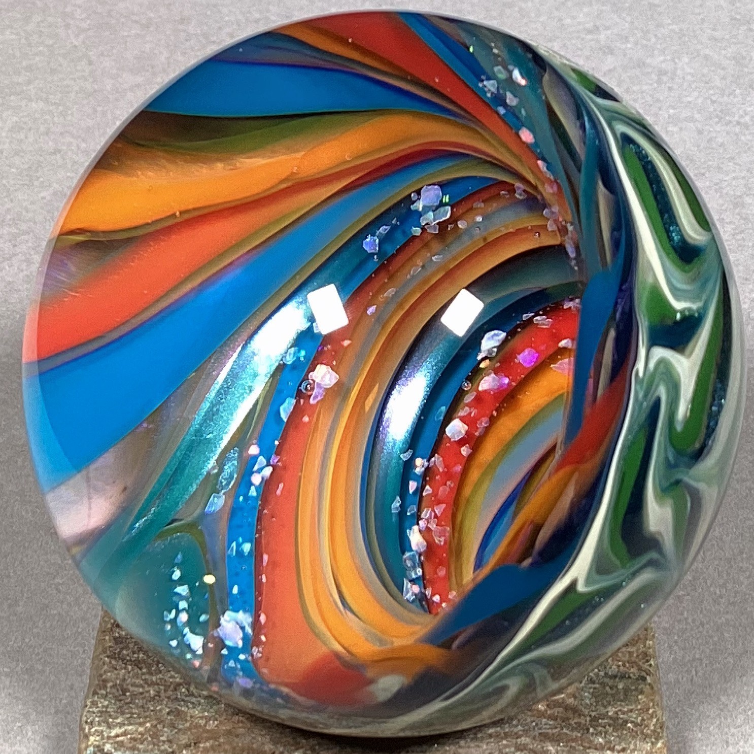 Vortex Marble Handmade by Bill Grout 2.17″ Dormant Spring 020826 Boro Glass