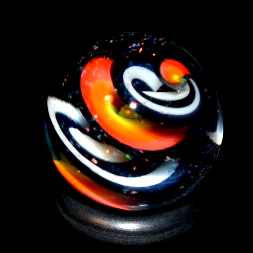 BRYAN TRILLAS GLASS MARBLE/.729″-OPAL BLUE BLACKLIGHT 2 SIDED CORKSCREW-OPALS