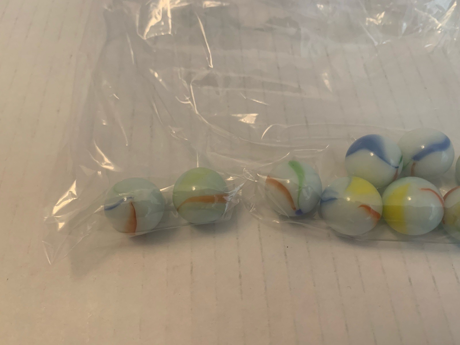 10 Vintage Milk Glass Marbles White Opaque Striped Swirl Beach Ball Lot Bundle