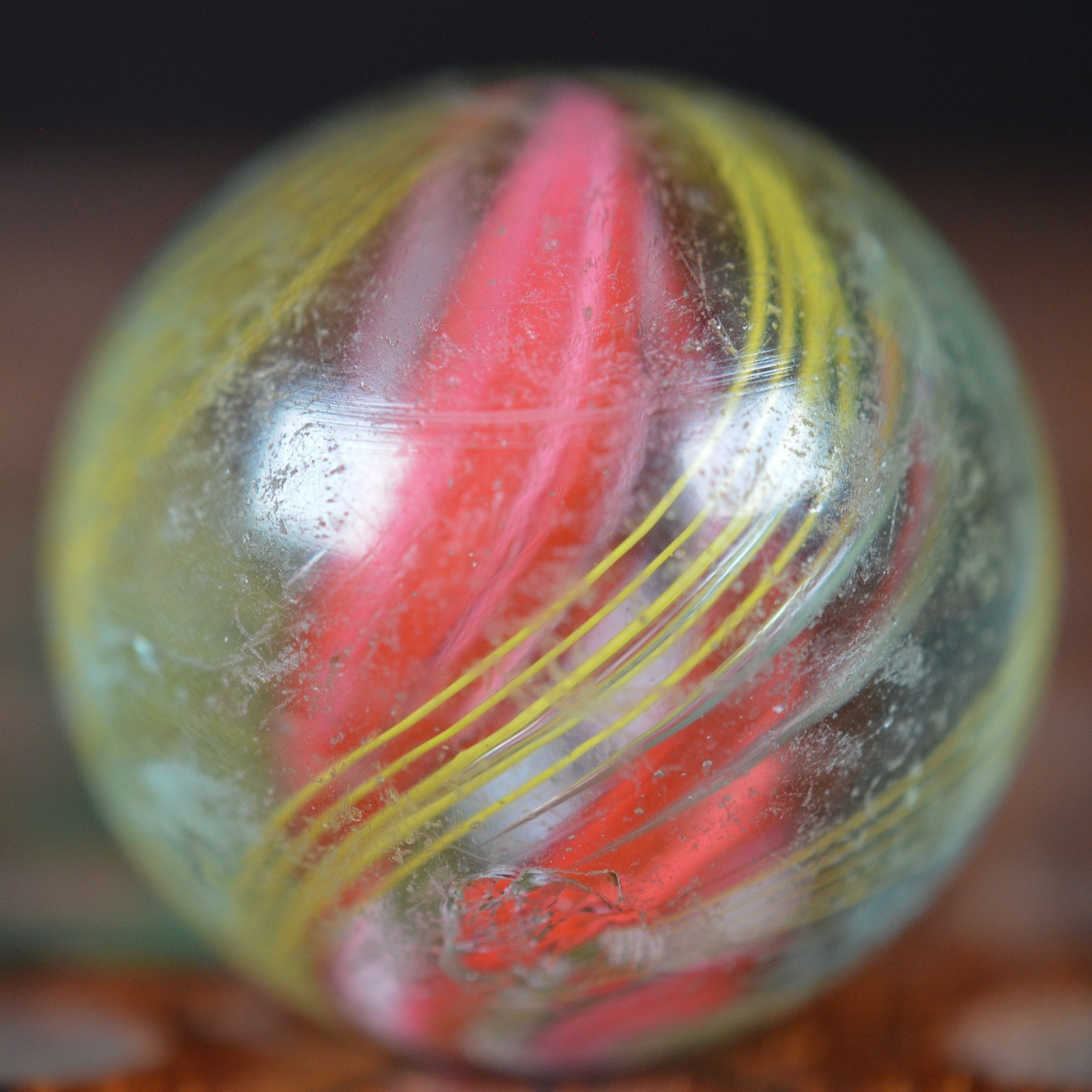 Handmade Red & Pink Divided Core Marble, 1.1 in, Shooter, Good+, Germany, S1602