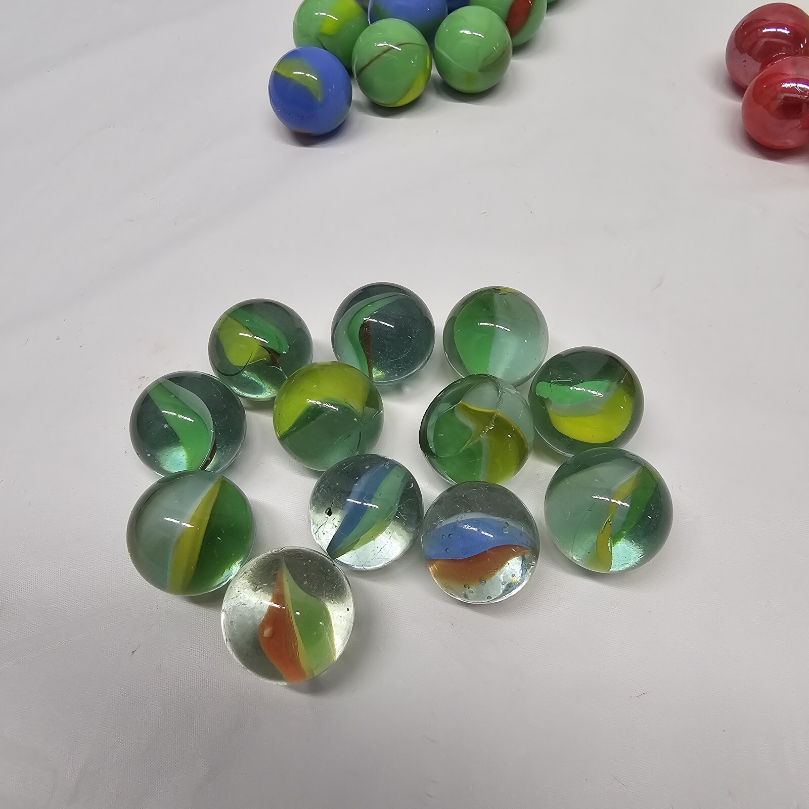 Huge Lot Of Vintage Marbles 165+ Large And Small 18 Mixed Varieties