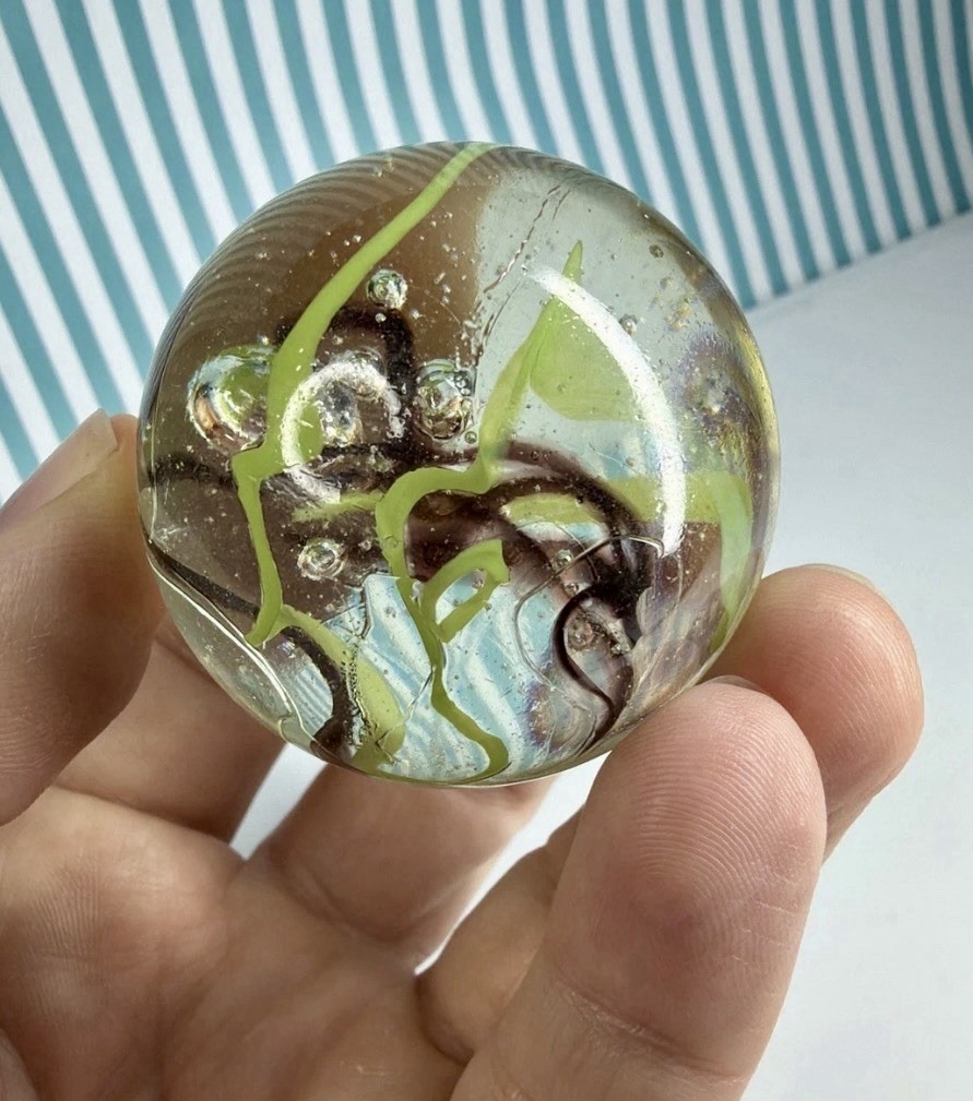 Vacor Commando Wire Pull Slag Marble ~1.9″ Toe Breaker Huge Mint Glass Marbles