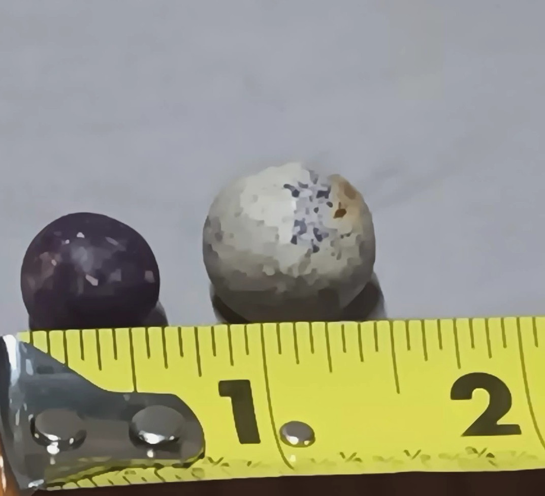 Lot 7 Vintage Clay Rock MARBLES 1 Very LARGE 1 Very SMALL Many Irregular