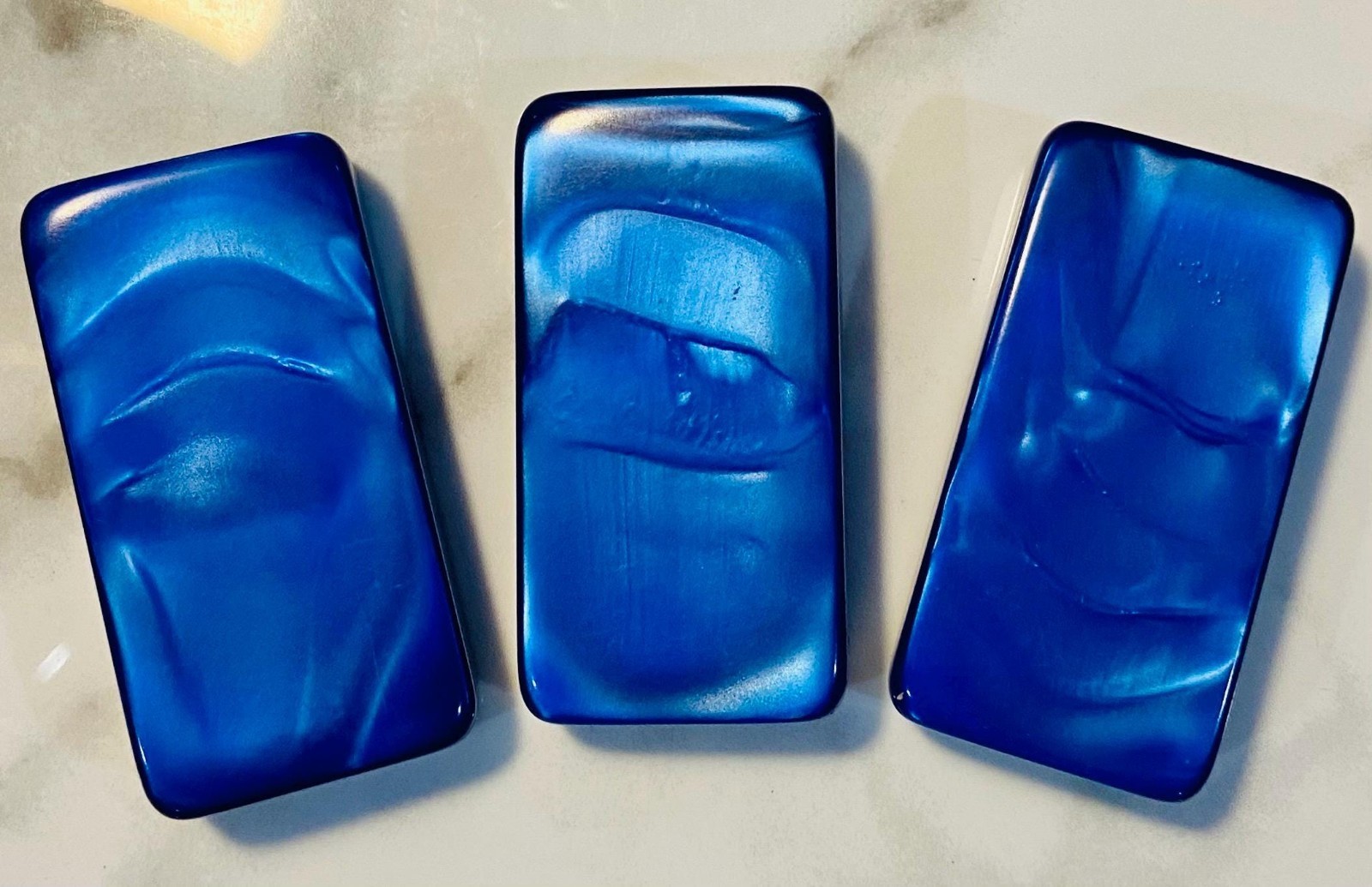 Double 6 Blue White Spinner Domino Set Candy Paint Marble Gloss Finish Game Set