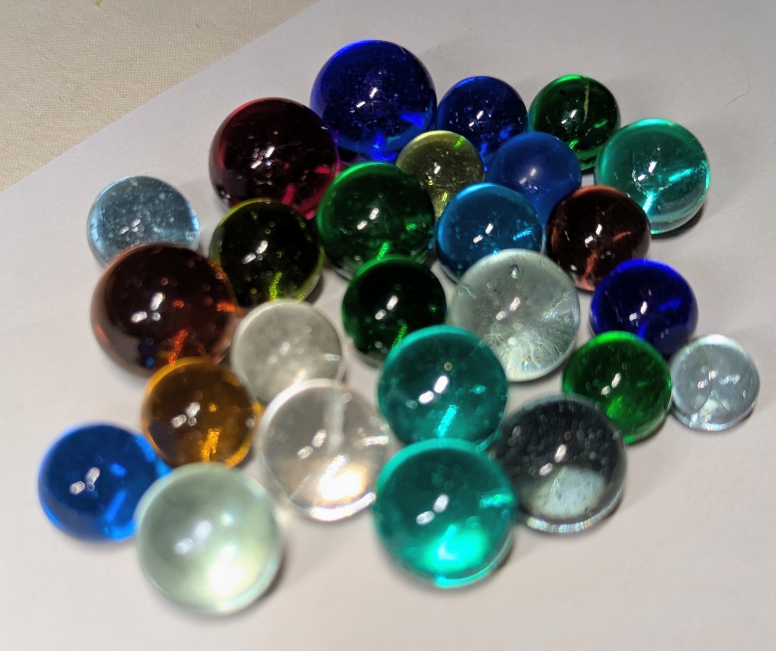 72 VINTAGE MARBLES Mix Lot CATS EYE 6-8 Vein CONFETTI Speckled CLEAR COLOR GLASS