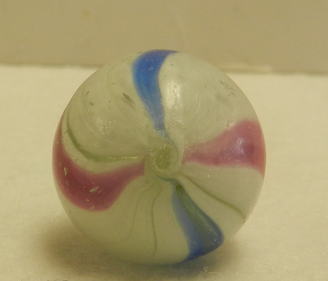 #18038m Large .79 Inches Vintage Peppermint Colored German Handmade Marble