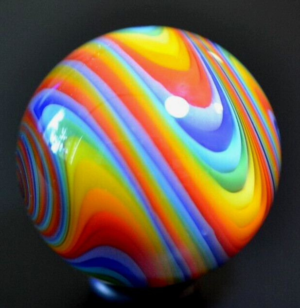 JAY SLACK GLASS MARBLE/1.443″-LOBED RAINBOW ARRAY-LILAC,LAVENDER,MINT,LOBING