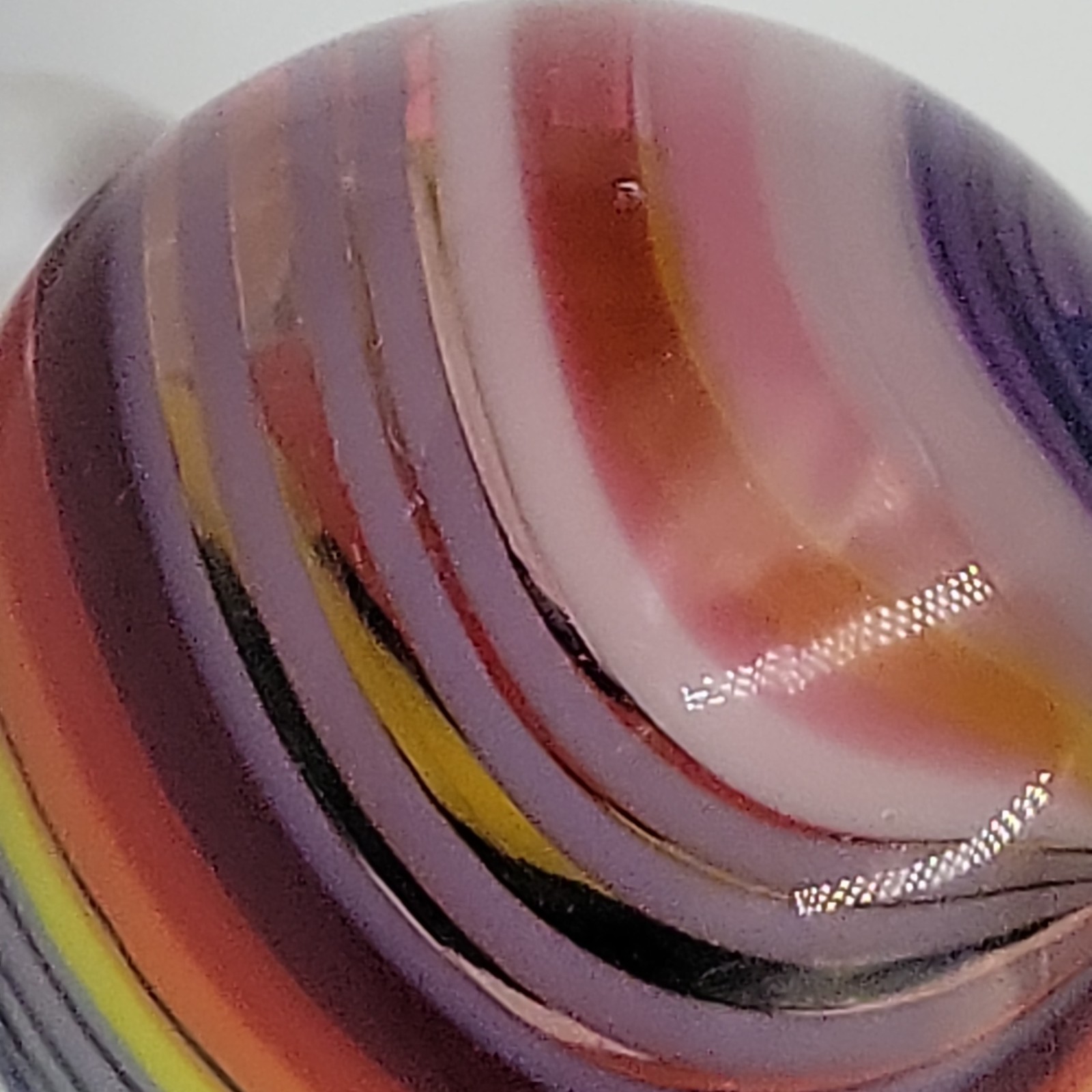 2 Contemporary Handmade Colorful Ribbon Marbles w/Stands Possibly Jody Fine