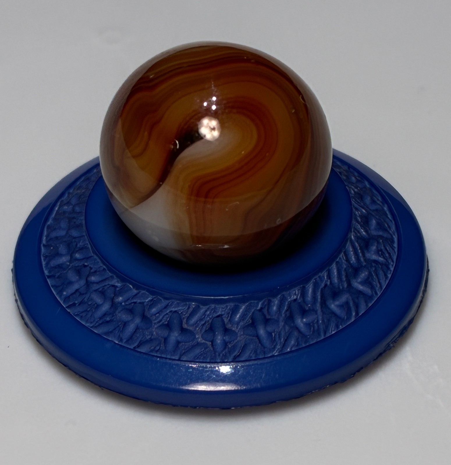 VTG Akro Agate Swirl Glass Toy Marble Sardonyx Corkscrew Alley Peltier .58 in