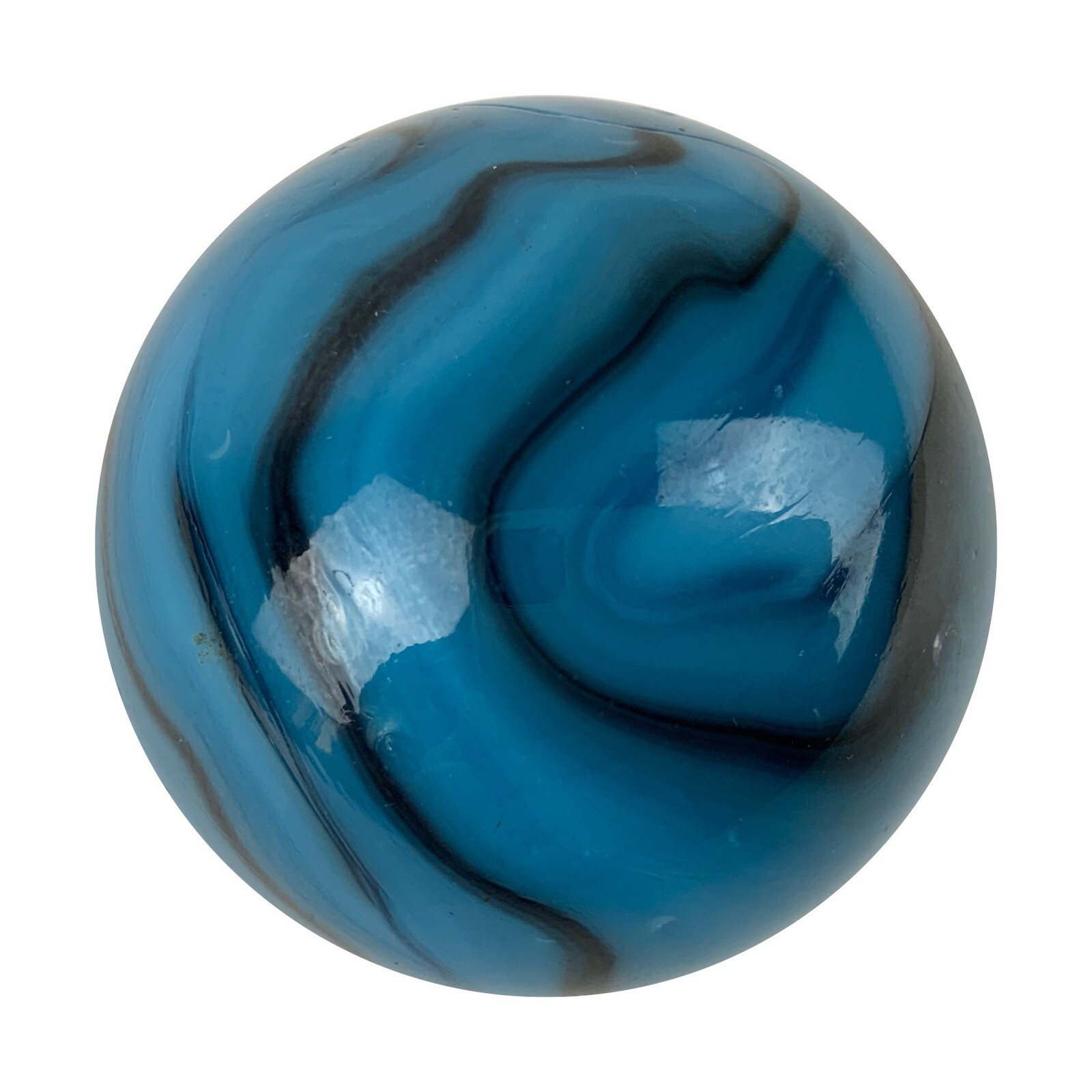 TOE BREAKER 50mm (2″) BRONTOSAURUS Blue Swirl Marbles glass Toebreaker HUGE
