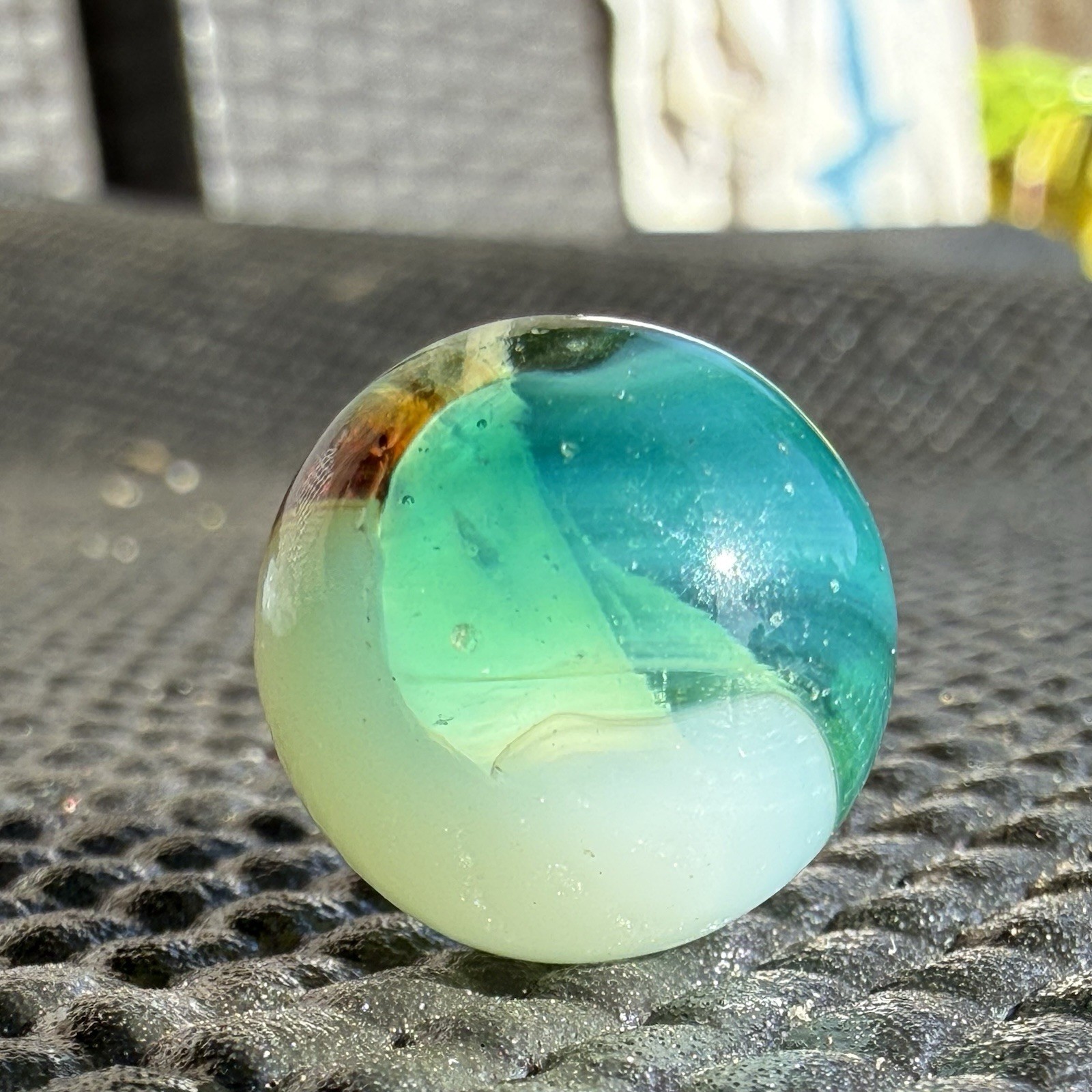 Vitro Aquamarine Tri Lite Vintage Marble .61” Nm+ Gorgeous Example!!!!!