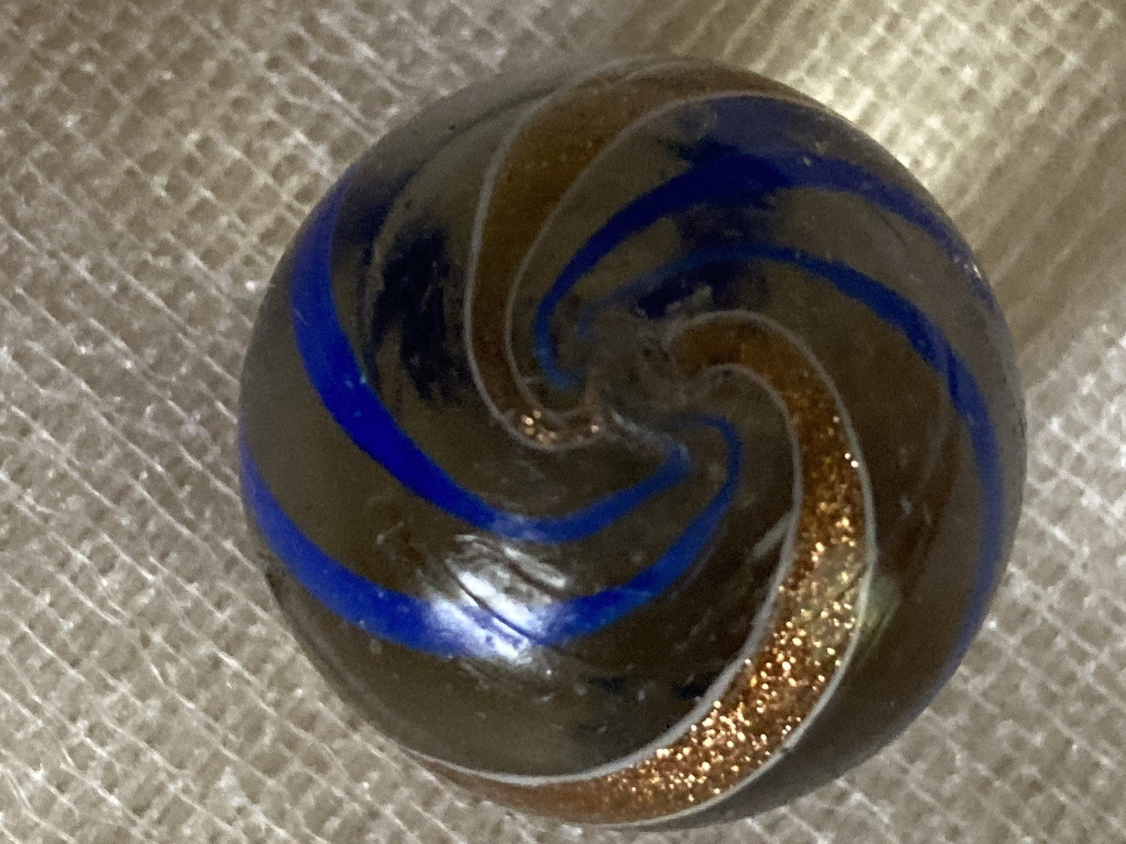 Vtg. Handmade German Banded Lutz Marble 7/8” c.1850-1920