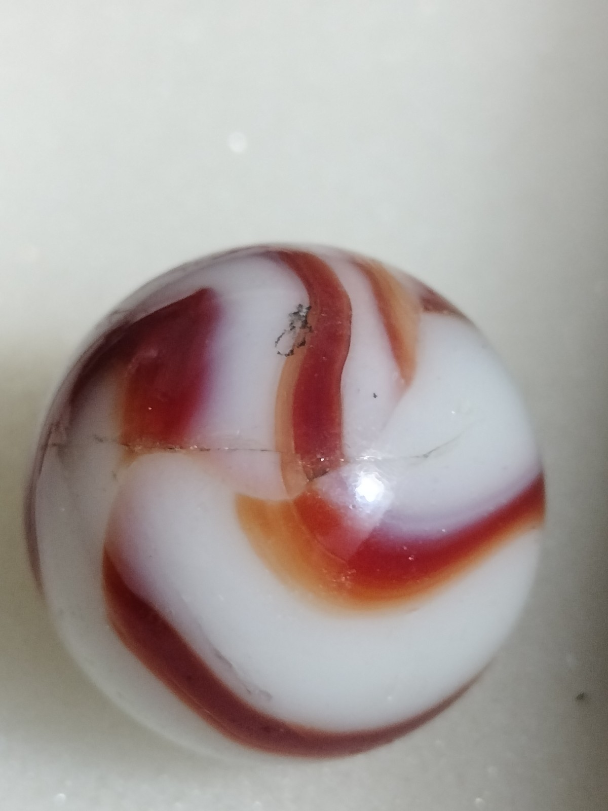 Peltier Red Zebra SHOOTER Marble 13/16 Inches NLR Miller Swirl