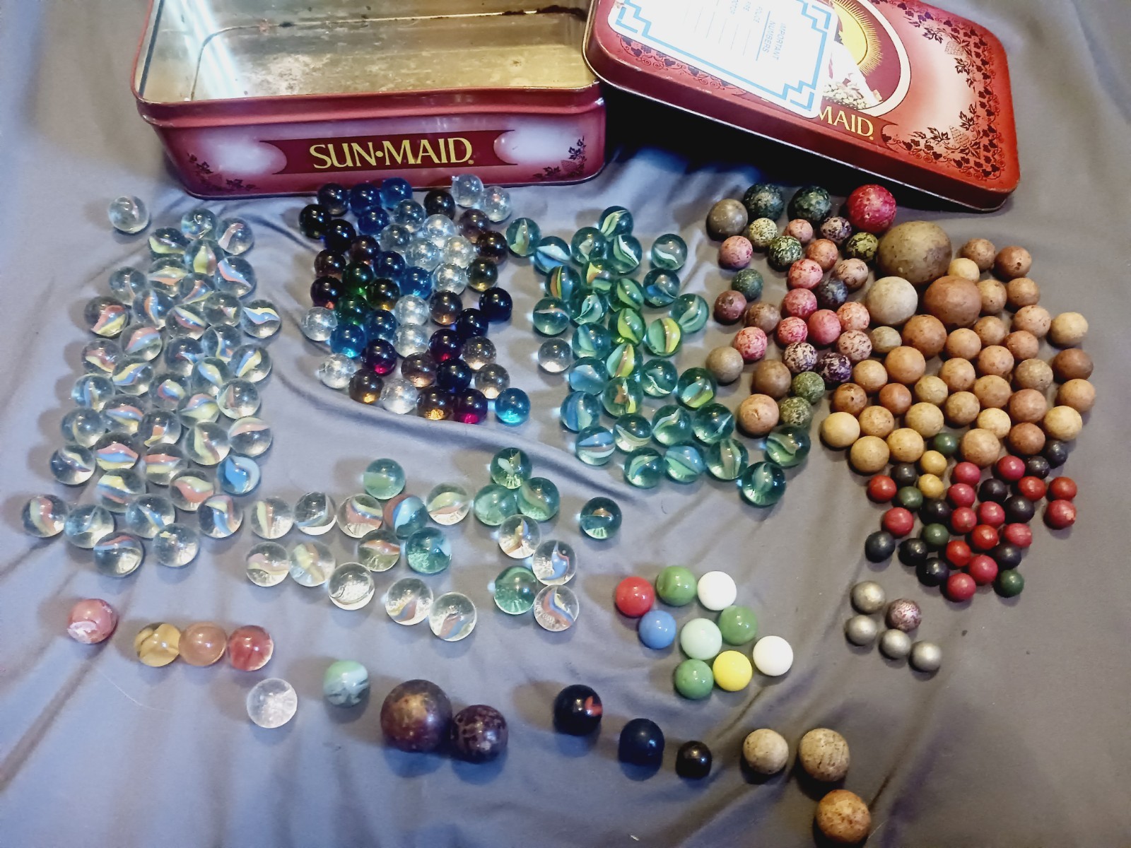 266 Antique Marbles Clay, Glass & Stone 1800s Civil War, Bennington, Marble King