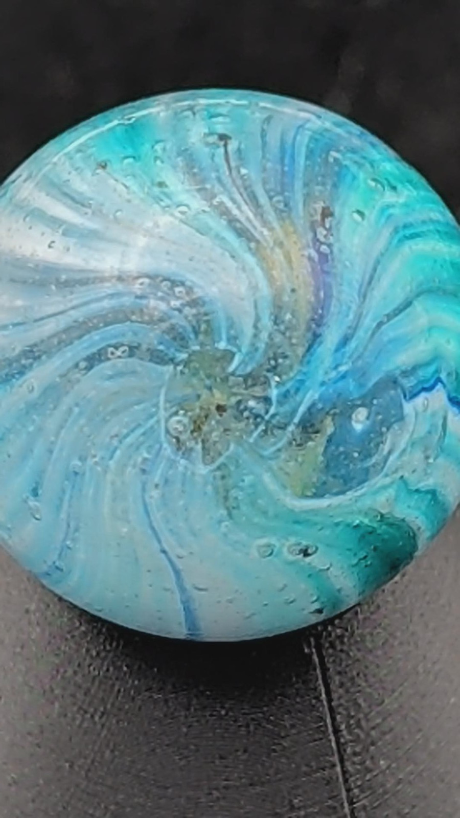 Antique German Onionskin Marble – 13/16″ (21mm) – Blue/White Vortex – 12.96g