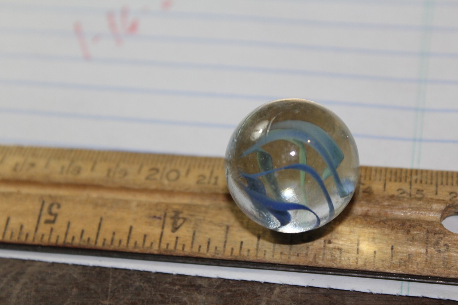 Vintage Machine Made 1″ Shooter Marble Caged Blue Strands
