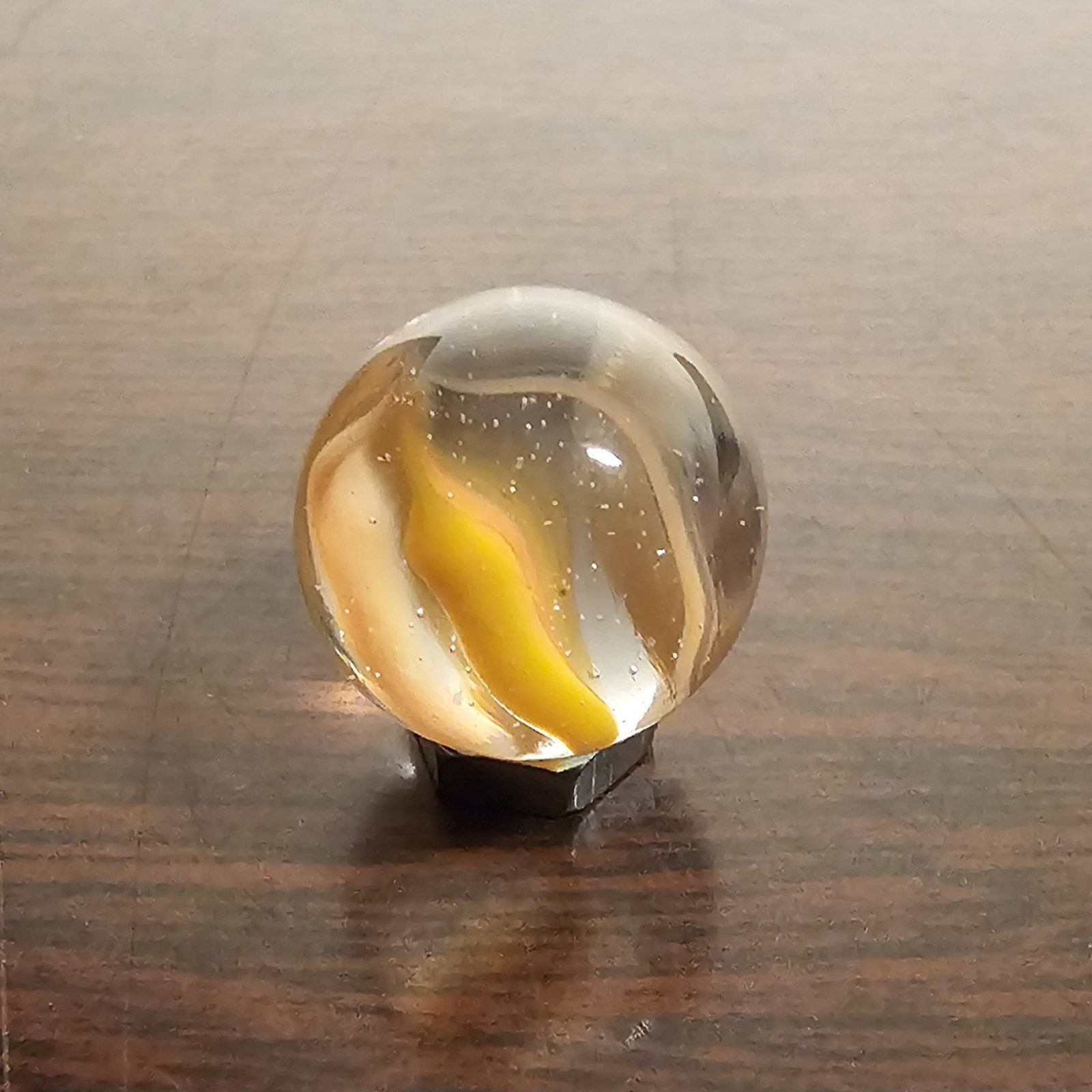 Vintage Vacor Orange Sherbert Spaghetti Ribbon .593″ Glass Marble