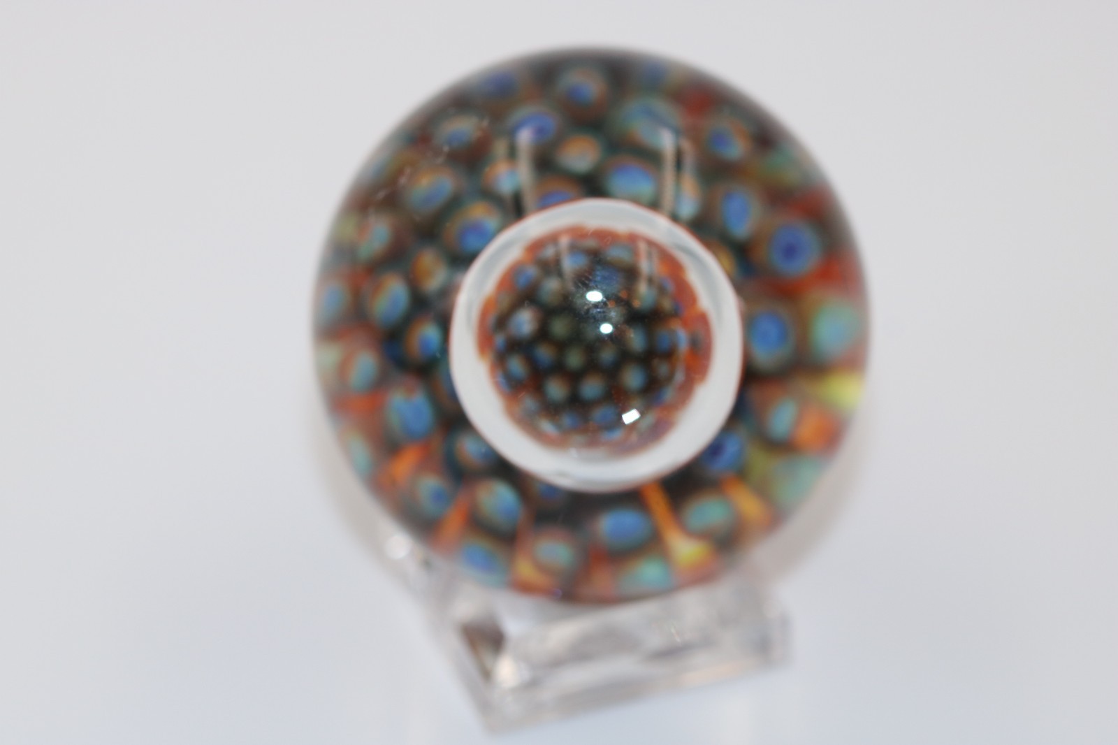 AWESOME Air Trap RAJ KOMMENINI Colorful ANEMONE Art Glass MARBLE 2007