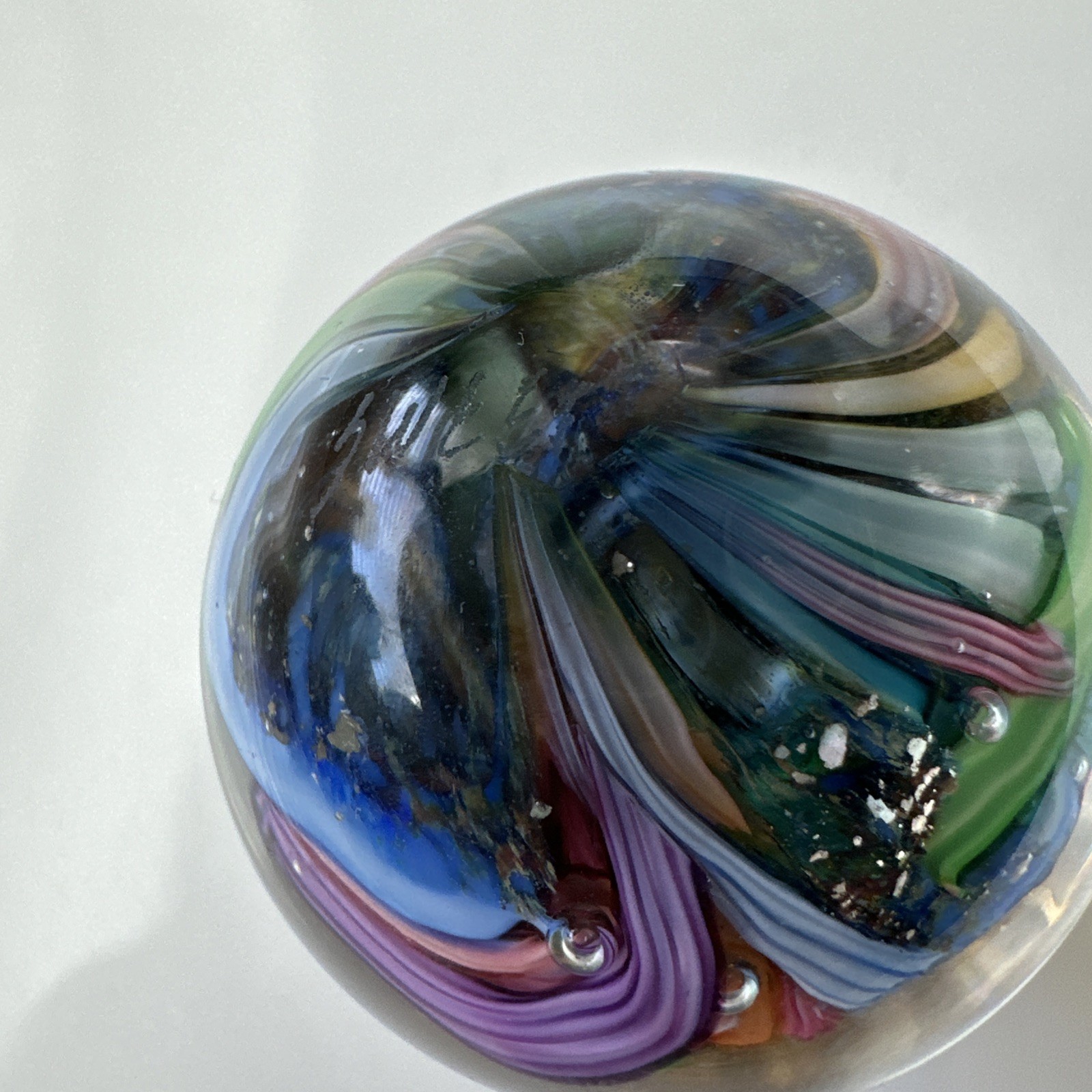 Doug Sweet SIGNED 1.42” 1980’s Millefiori Scrambled Lampwork Art Glass Marble