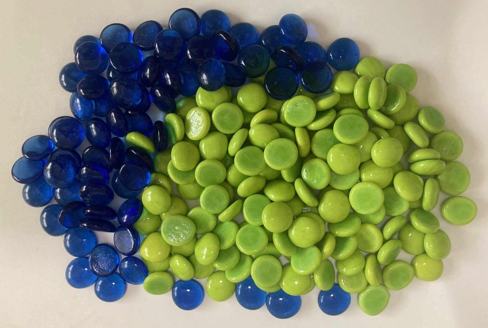 Lot of LIME GREEN & COBALT BLUE GLASS GEM MARBLES apx 3/4″ – Over 2 pounds!!