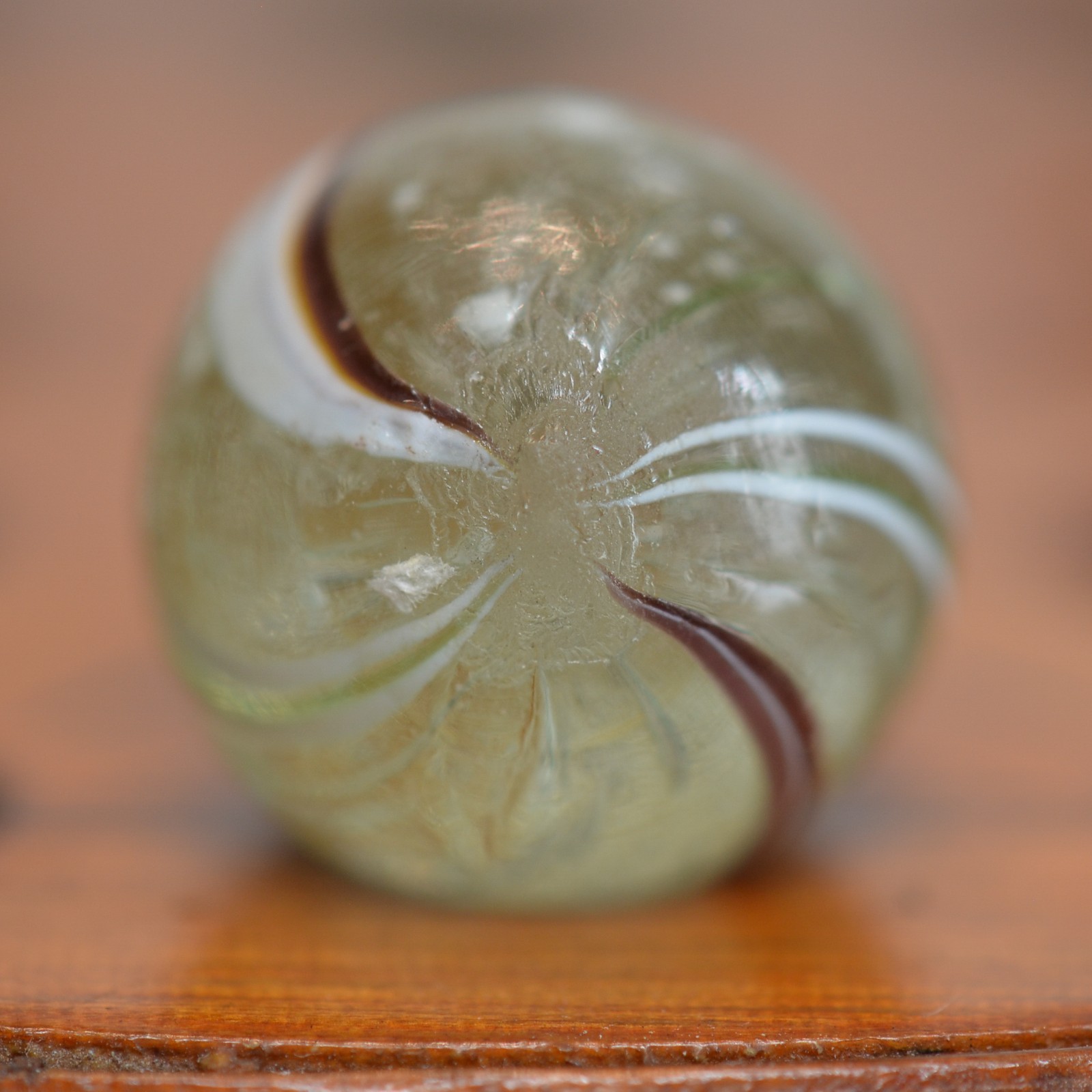 Handmade Banded Swirl, Clearie Marble, 11/16 in, Near Mint, 1860-1920, S1537