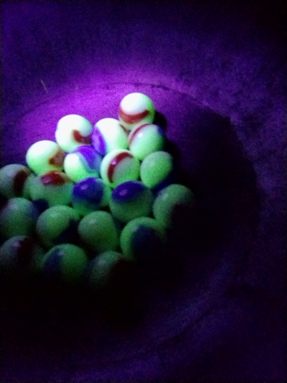 Patriotic (Red White Blue) Liberty Marbles Florescent UV Reactive Uranium Glass